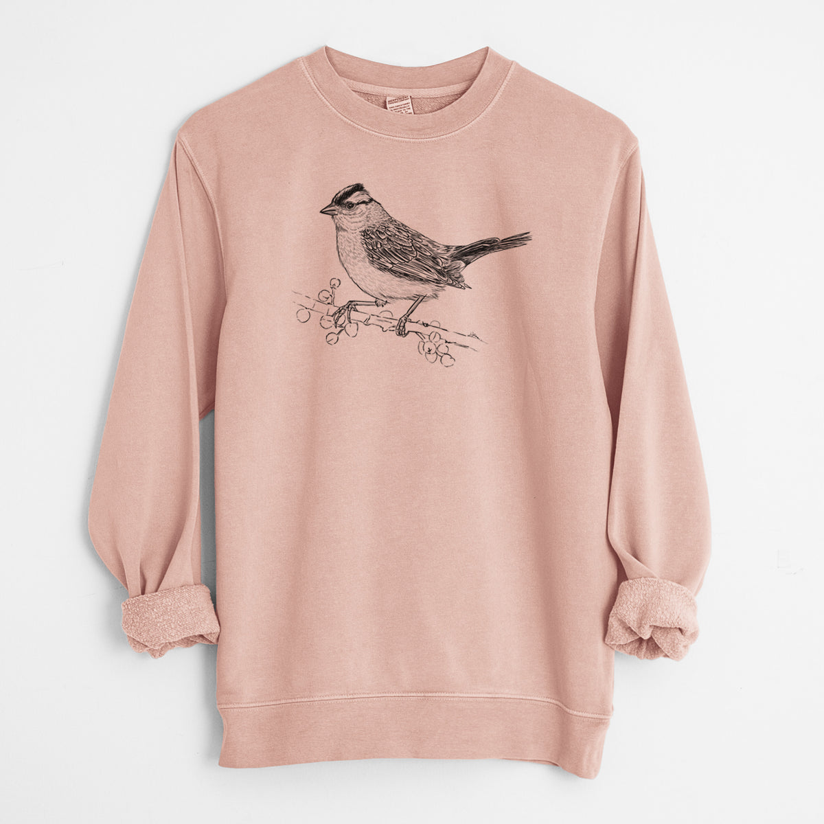 White-crowned Sparrow - Zonotrichia leucophrys - Unisex Pigment Dyed Crew Sweatshirt