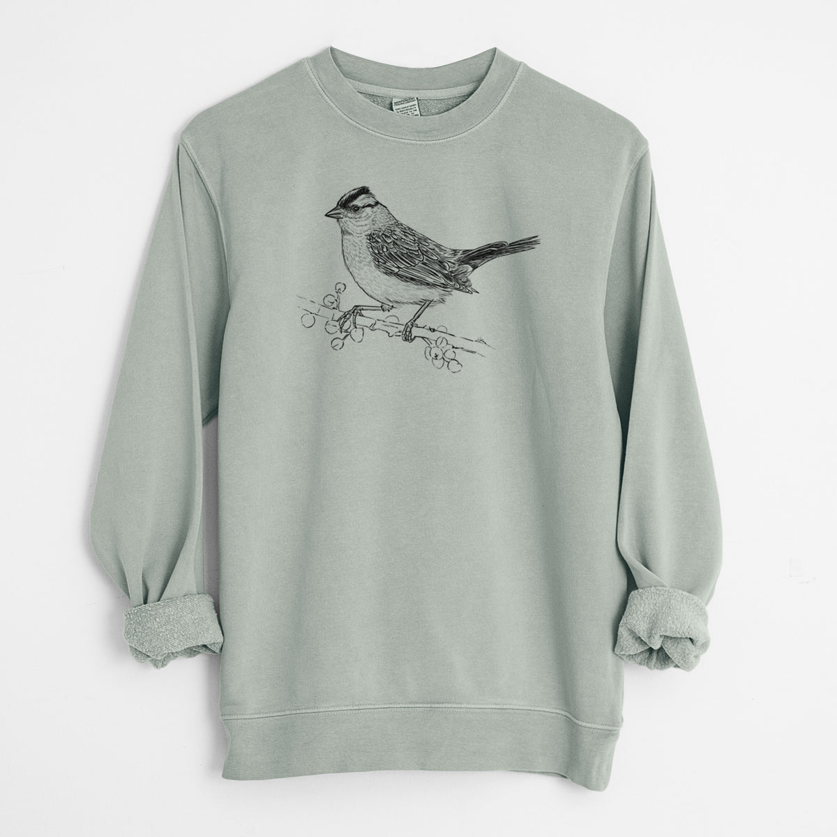 White-crowned Sparrow - Zonotrichia leucophrys - Unisex Pigment Dyed Crew Sweatshirt