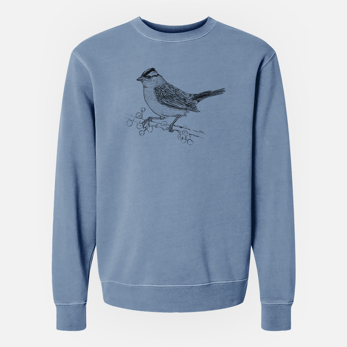 White-crowned Sparrow - Zonotrichia leucophrys - Unisex Pigment Dyed Crew Sweatshirt