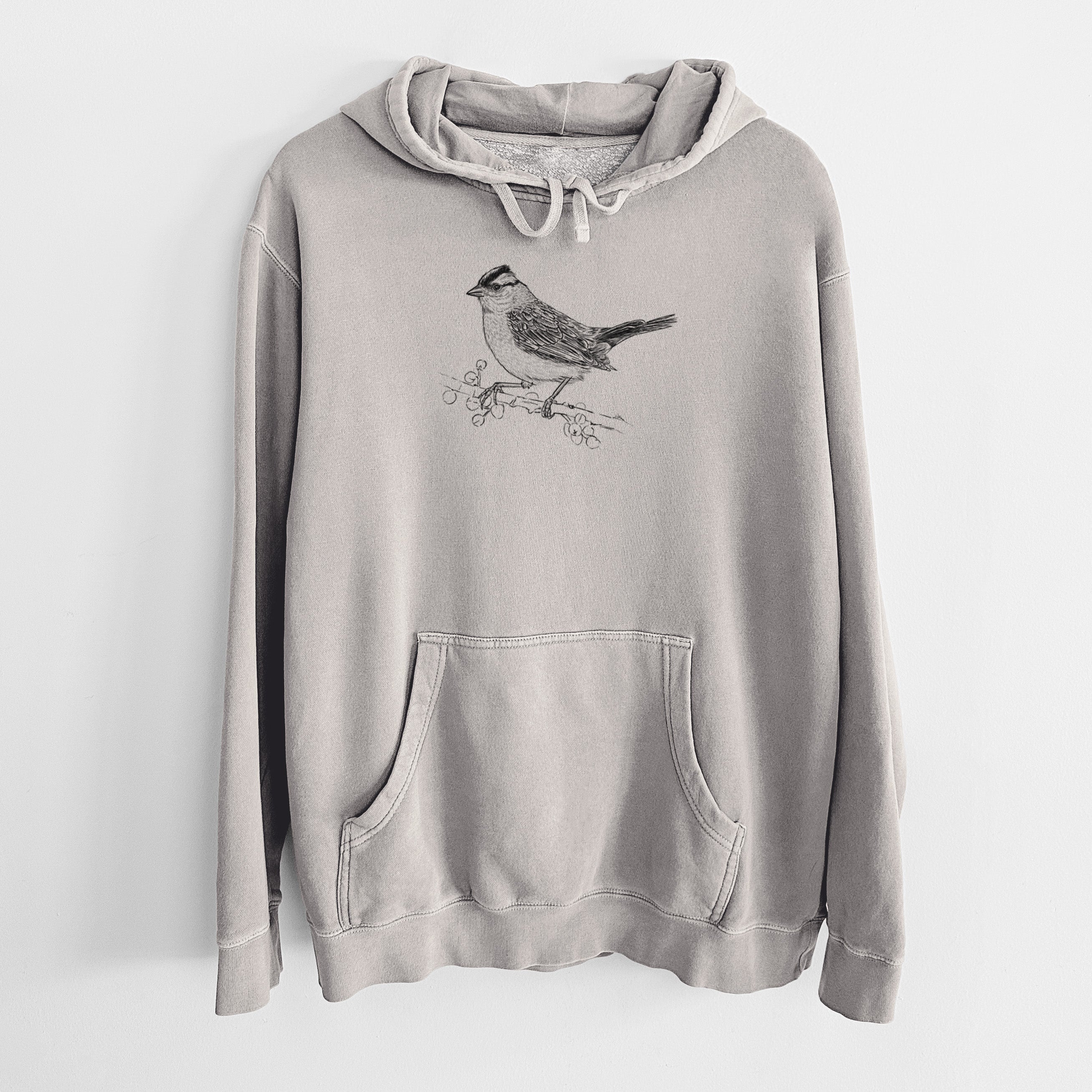 White-crowned Sparrow - Zonotrichia leucophrys - Unisex Pigment Dyed Hoodie