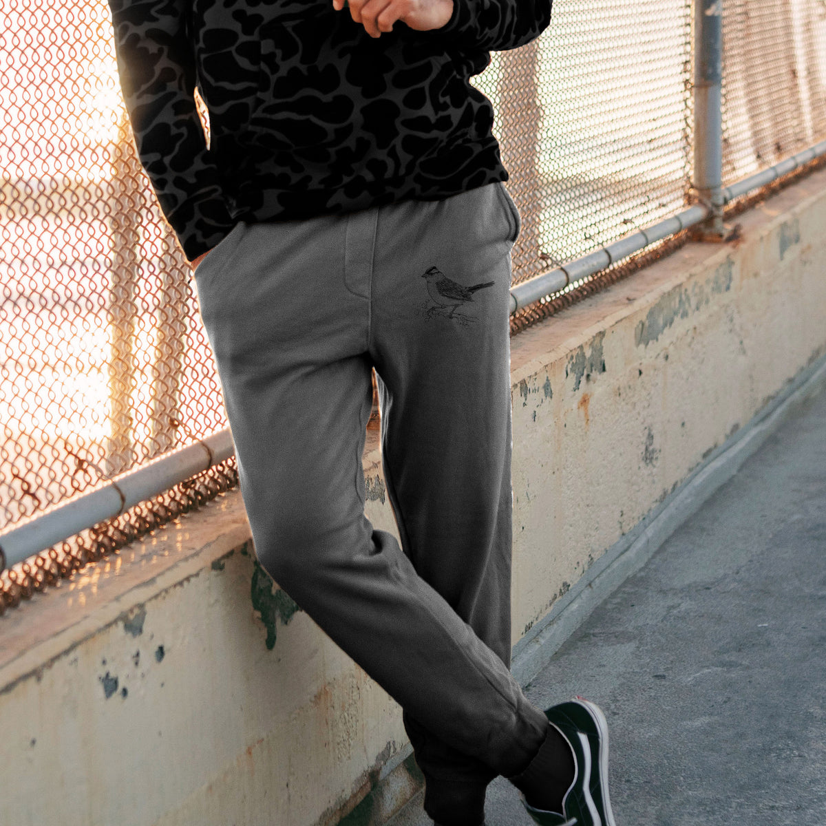 White-crowned Sparrow - Zonotrichia leucophrys - Unisex Pigment Dyed Sweatpants