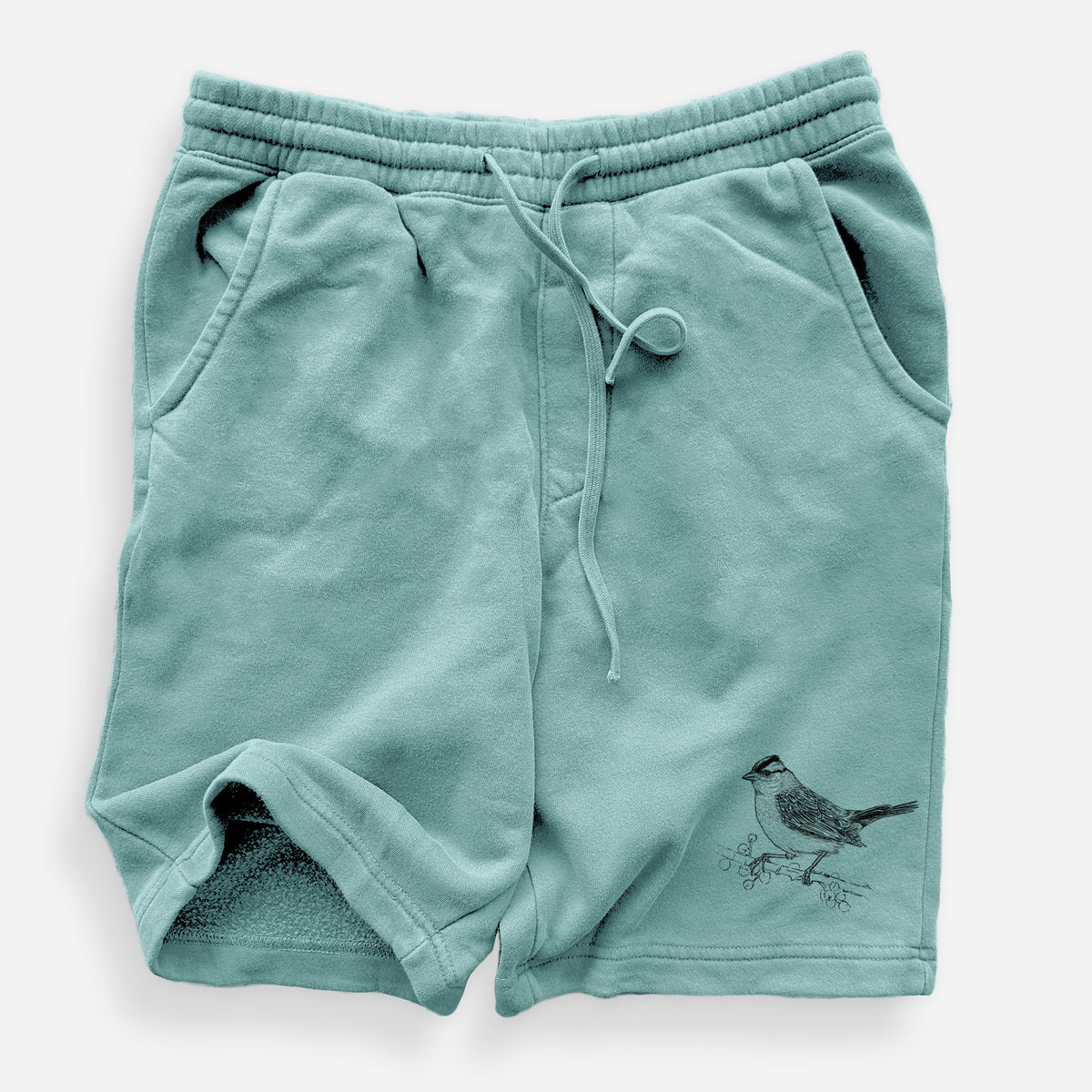 White-crowned Sparrow - Zonotrichia leucophrys - Unisex Pigment Dyed Shorts