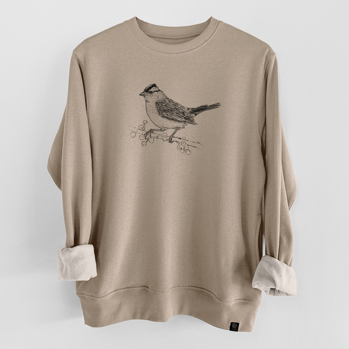 White-crowned Sparrow - Zonotrichia leucophrys  - Unisex Reclaimed Crewneck Sweatshirt