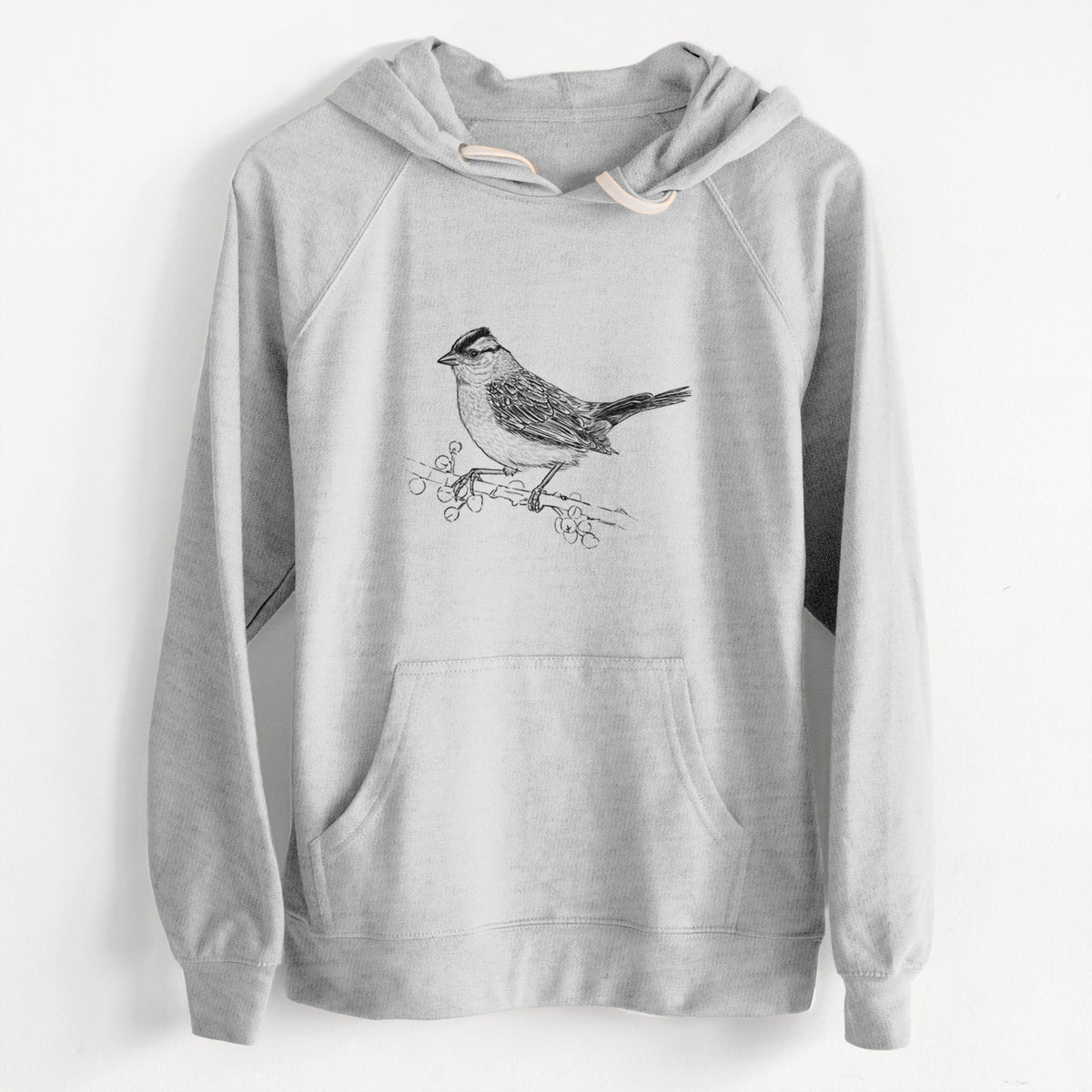 CLEARANCE - White-crowned Sparrow - Zonotrichia leucophrys  - Unisex Slim Fit Loopback Terry Hoodie