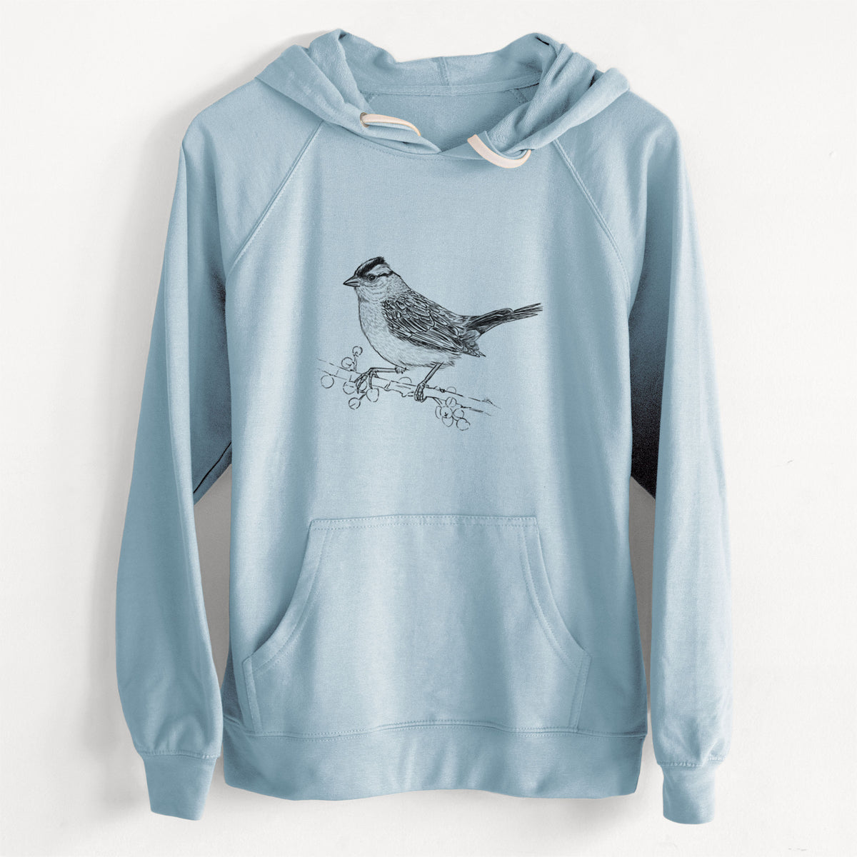 CLEARANCE - White-crowned Sparrow - Zonotrichia leucophrys  - Unisex Slim Fit Loopback Terry Hoodie