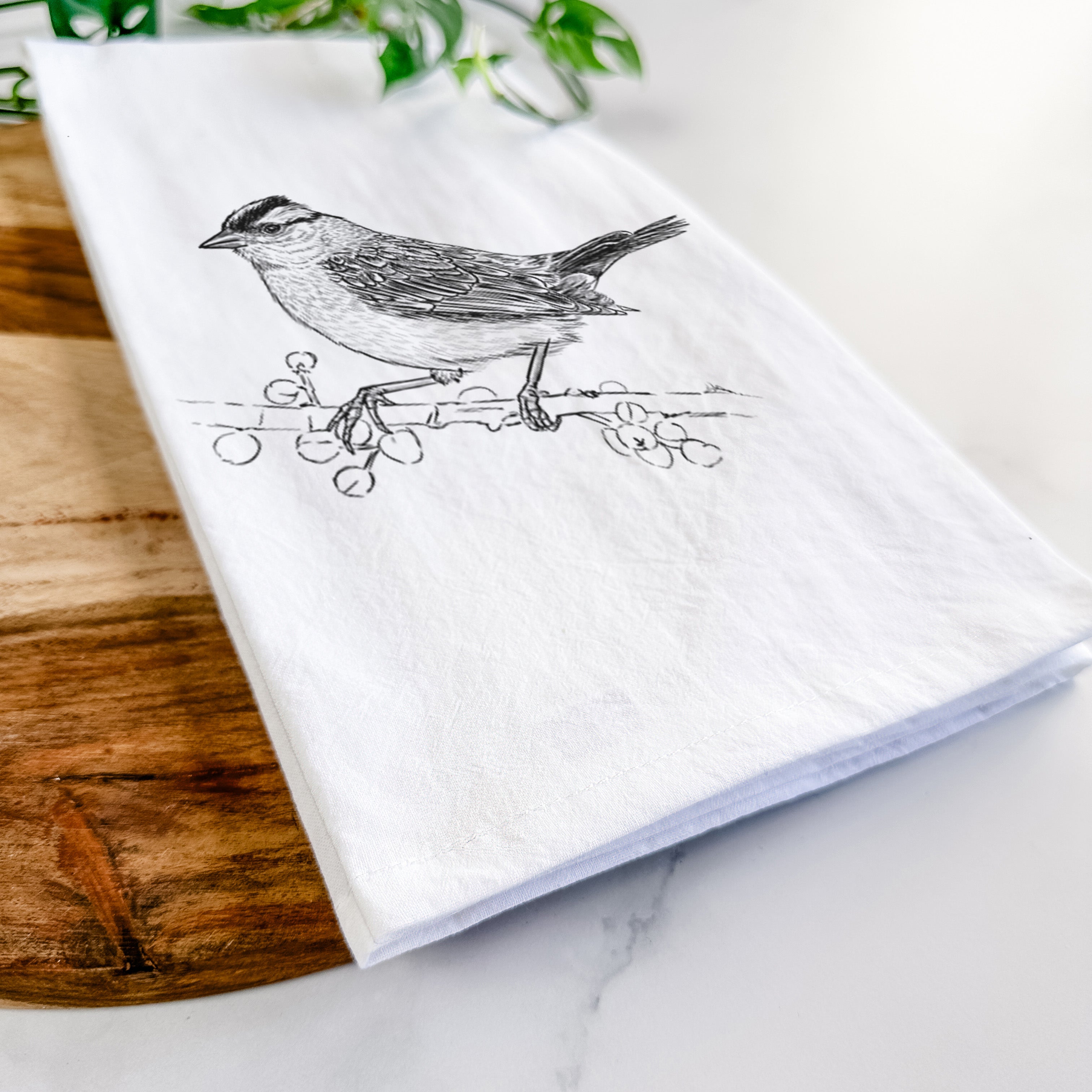 White-crowned Sparrow - Zonotrichia leucophrys Tea Towel