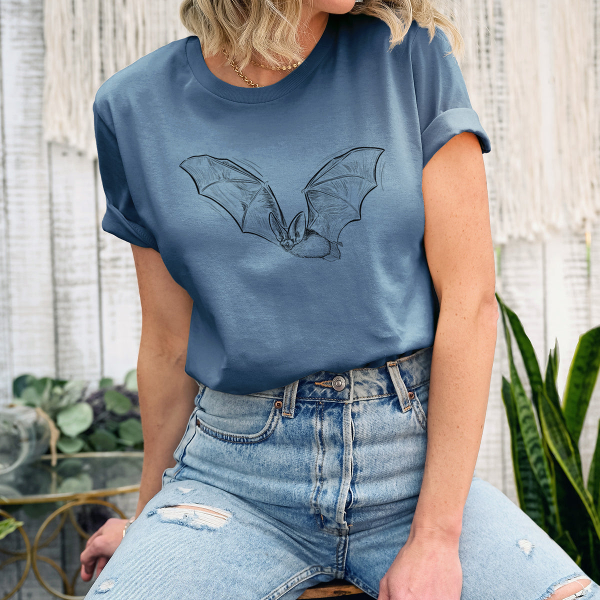 Spotted Bat - Euderma maculatum - Lightweight 100% Cotton Unisex Crewneck