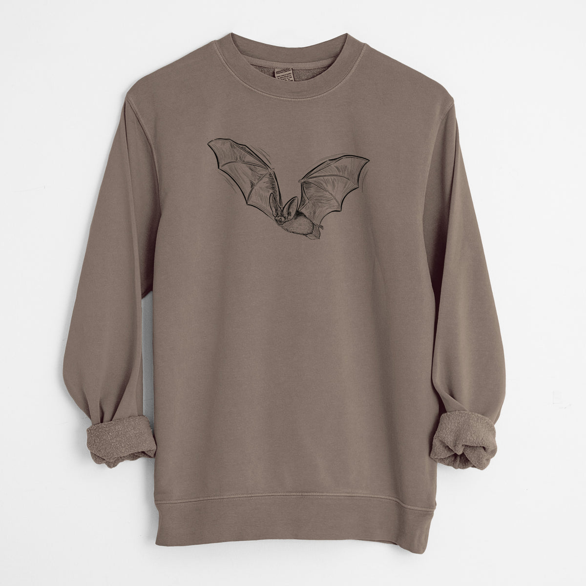 Spotted Bat - Euderma maculatum - Unisex Pigment Dyed Crew Sweatshirt in Espresso Brown Color