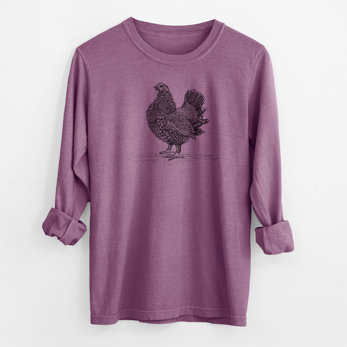 Male Spruce Grouse - Canachites canadensis - Men&#39;s Heavyweight 100% Cotton Long Sleeve