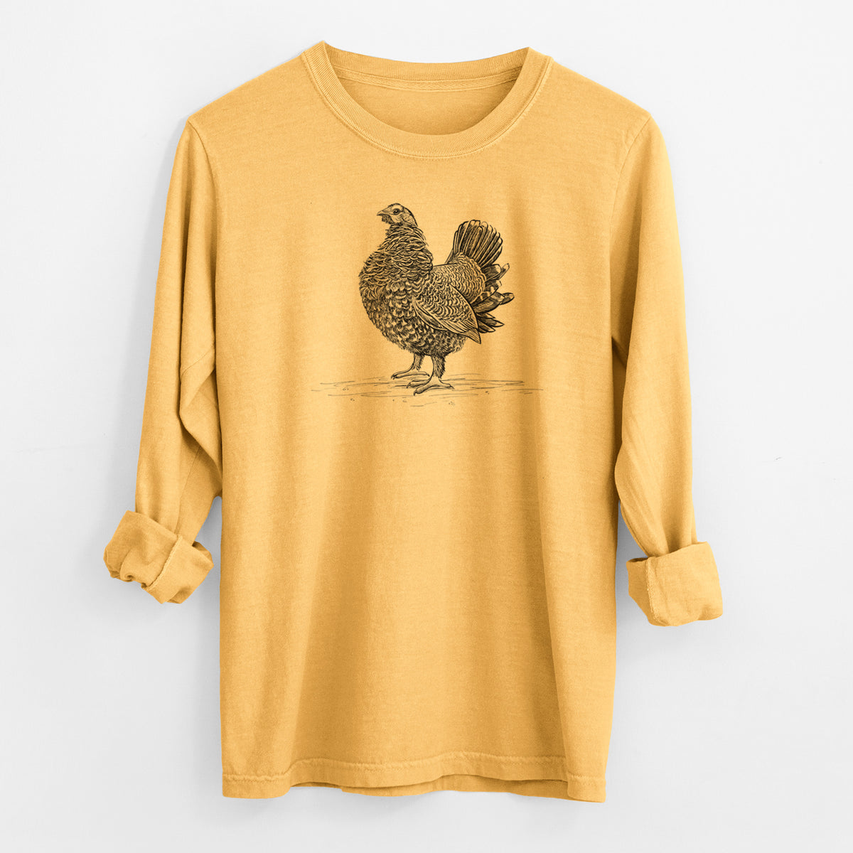 Male Spruce Grouse - Canachites canadensis - Men&#39;s Heavyweight 100% Cotton Long Sleeve