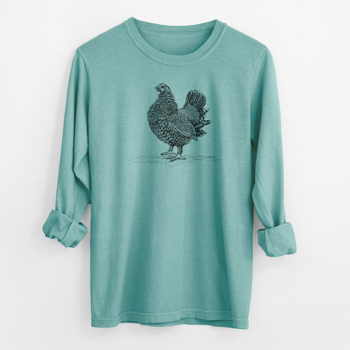 Male Spruce Grouse - Canachites canadensis - Men&#39;s Heavyweight 100% Cotton Long Sleeve