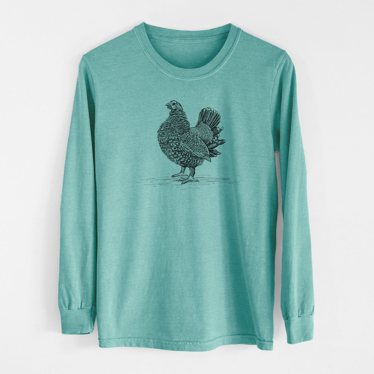 Male Spruce Grouse - Canachites canadensis - Men&#39;s Heavyweight 100% Cotton Long Sleeve