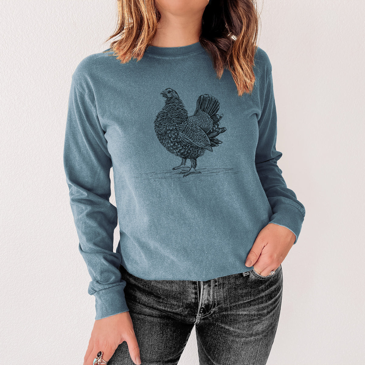 Male Spruce Grouse - Canachites canadensis - Men&#39;s Heavyweight 100% Cotton Long Sleeve