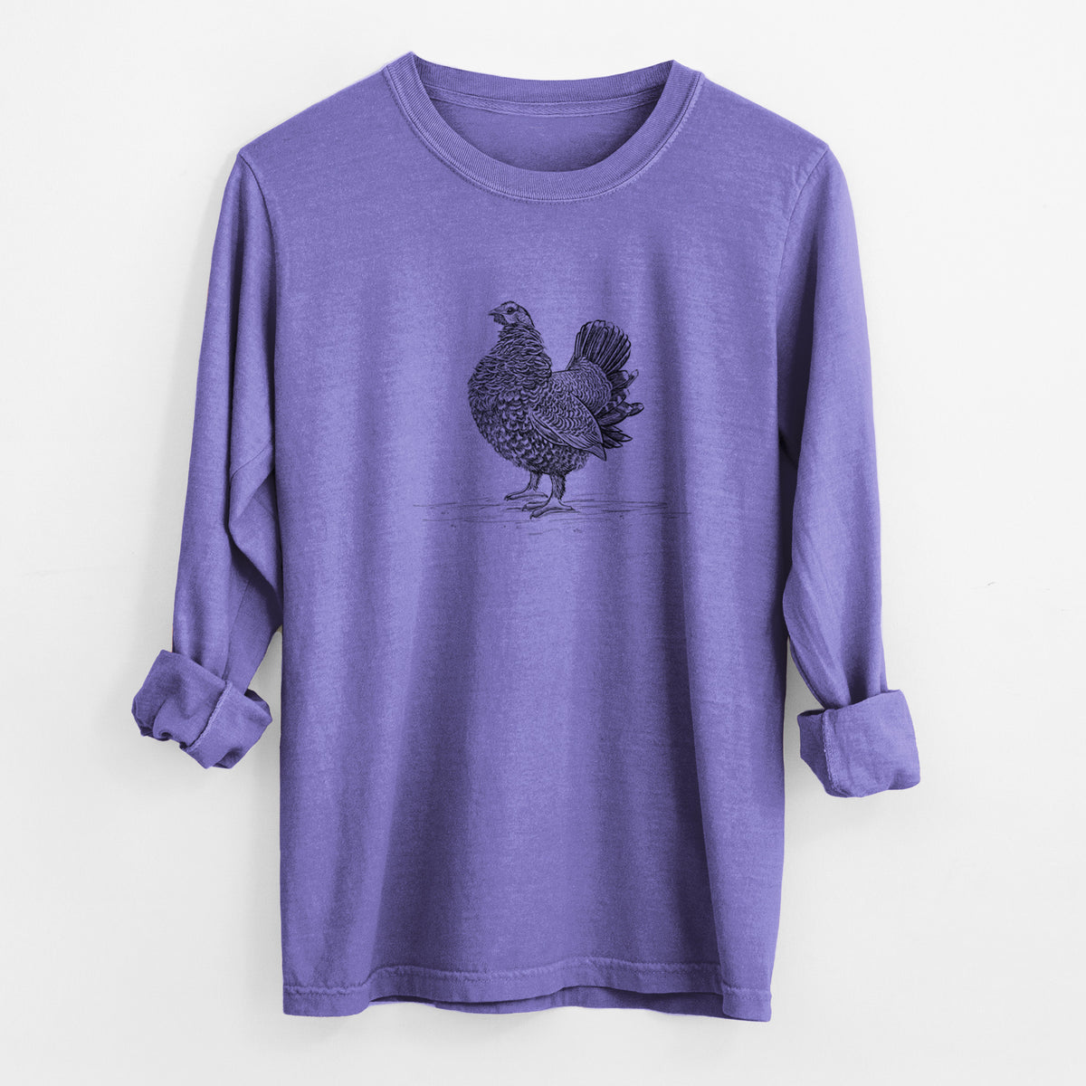 Male Spruce Grouse - Canachites canadensis - Unisex Comfort Colors 100% Cotton Long Sleeve