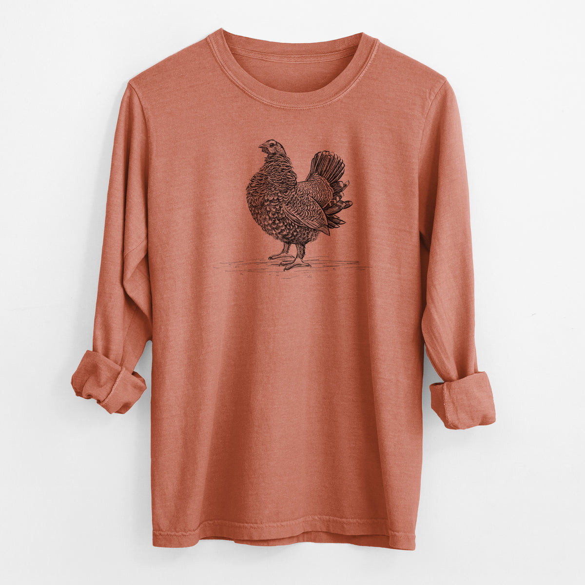 Male Spruce Grouse - Canachites canadensis - Men&#39;s Heavyweight 100% Cotton Long Sleeve