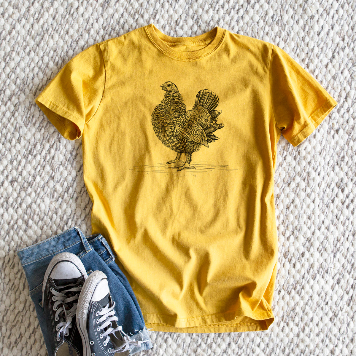 Male Spruce Grouse - Canachites canadensis - Heavyweight Men&#39;s 100% Organic Cotton Tee