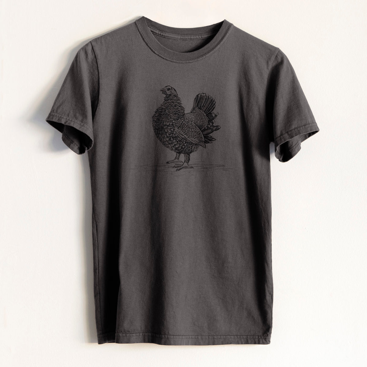 Male Spruce Grouse - Canachites canadensis - Heavyweight Men&#39;s 100% Organic Cotton Tee