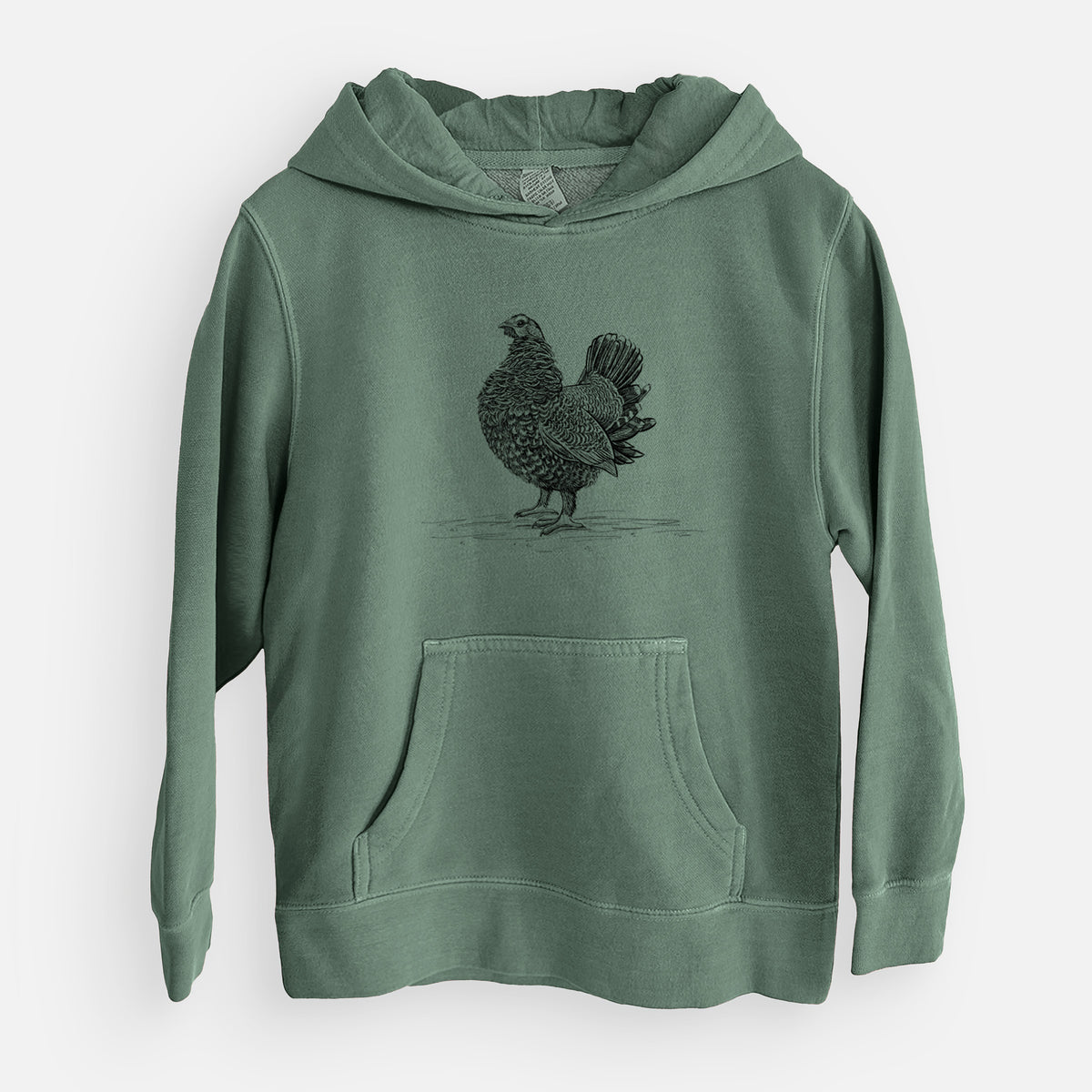 Male Spruce Grouse - Canachites canadensis - Youth Pigment Dyed Hoodie