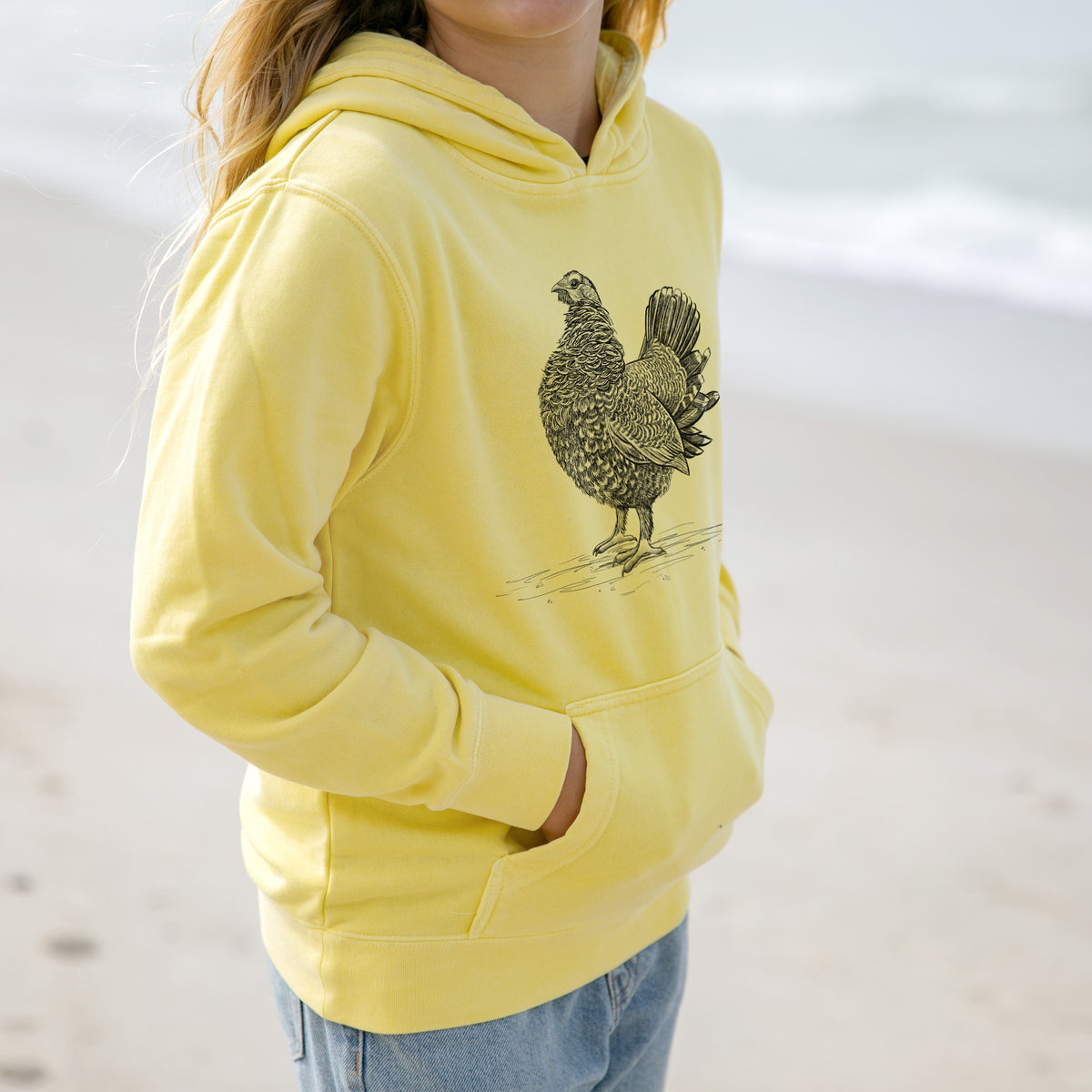 Male Spruce Grouse - Canachites canadensis - Youth Pigment Dyed Hoodie
