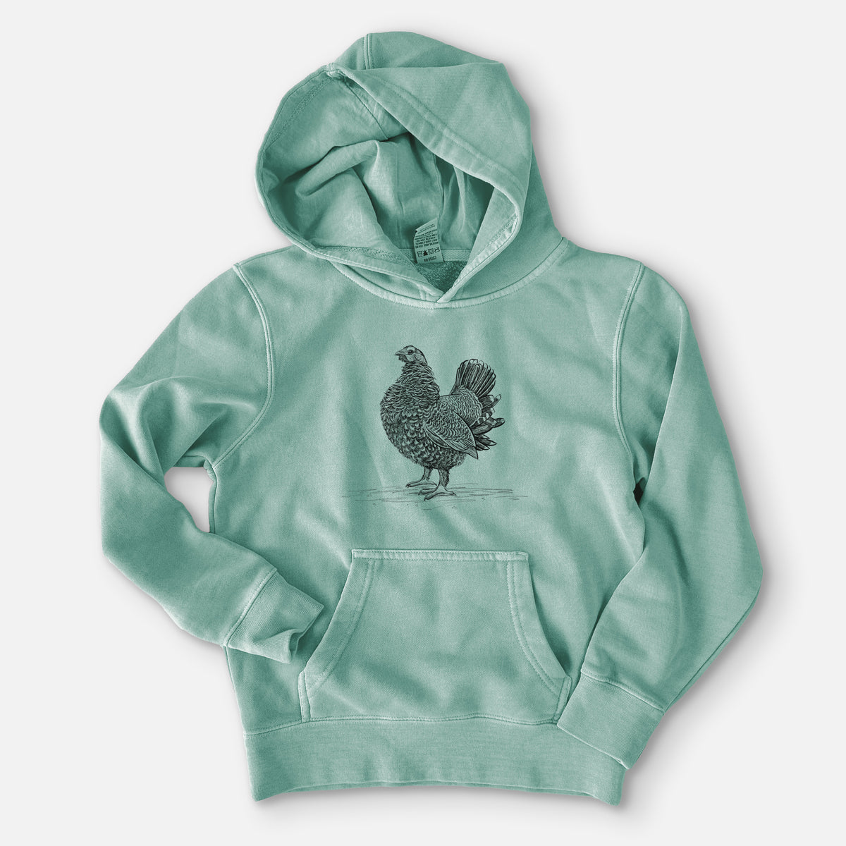 Male Spruce Grouse - Canachites canadensis - Youth Pigment Dyed Hoodie