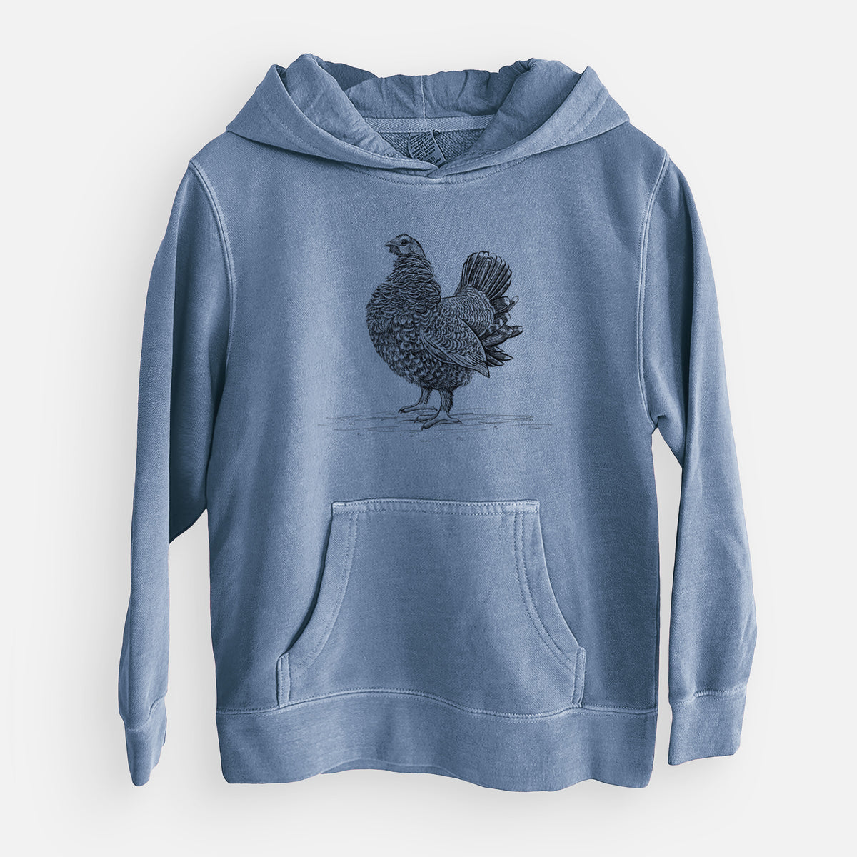 Male Spruce Grouse - Canachites canadensis - Youth Pigment Dyed Hoodie