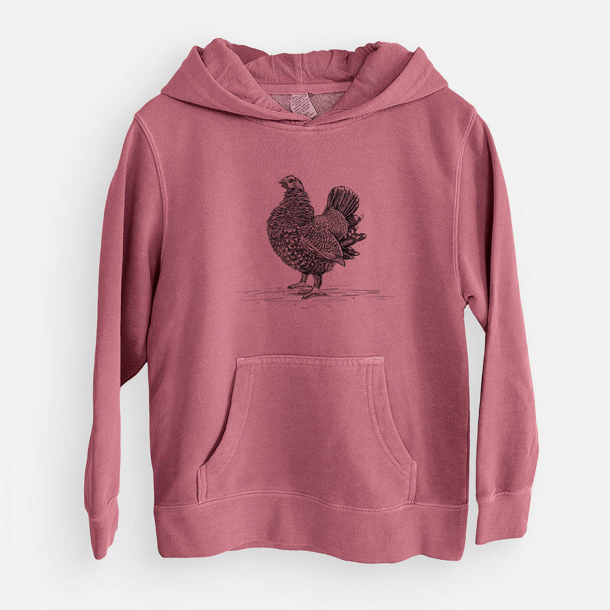 Male Spruce Grouse - Canachites canadensis - Youth Pigment Dyed Hoodie