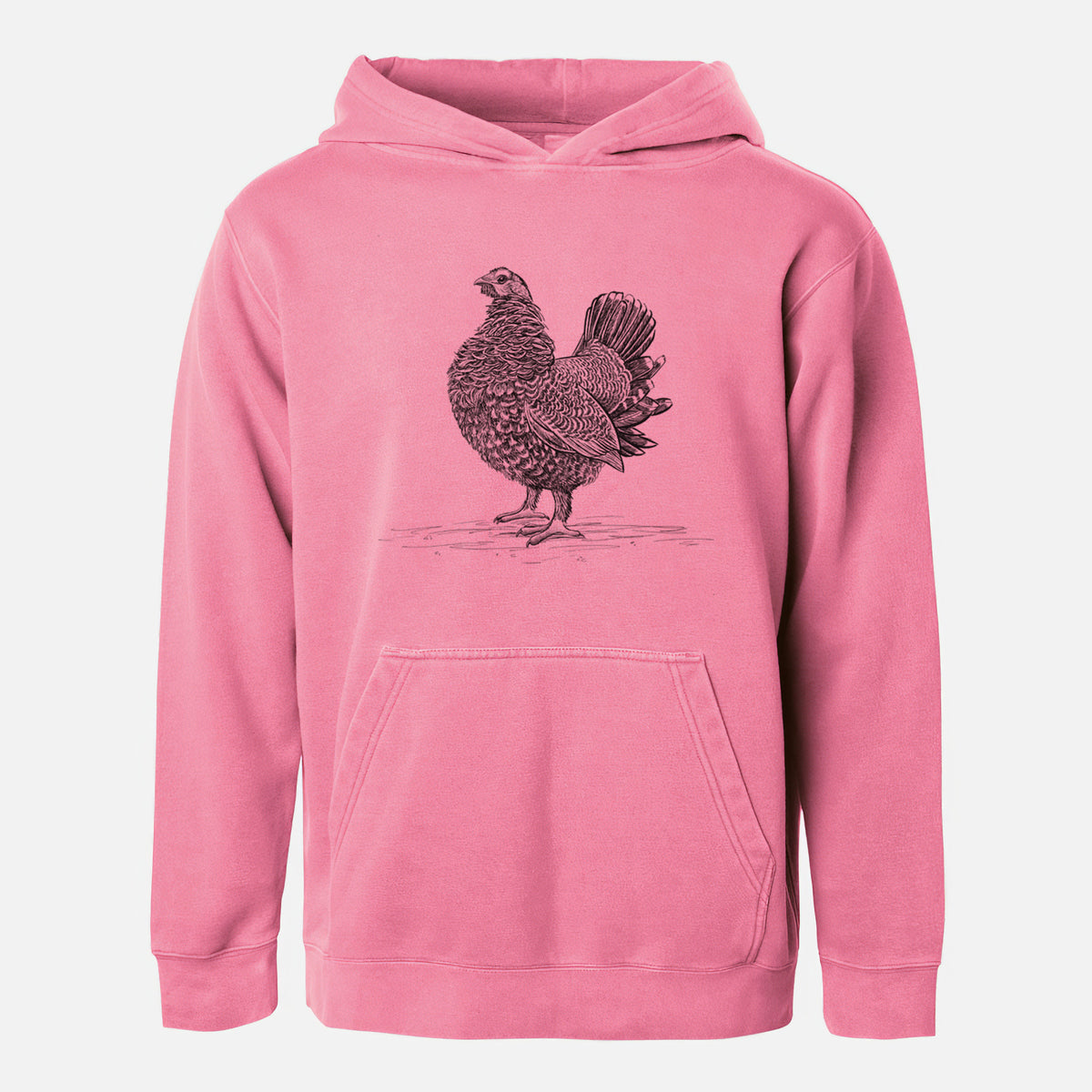 Male Spruce Grouse - Canachites canadensis - Youth Pigment Dyed Hoodie