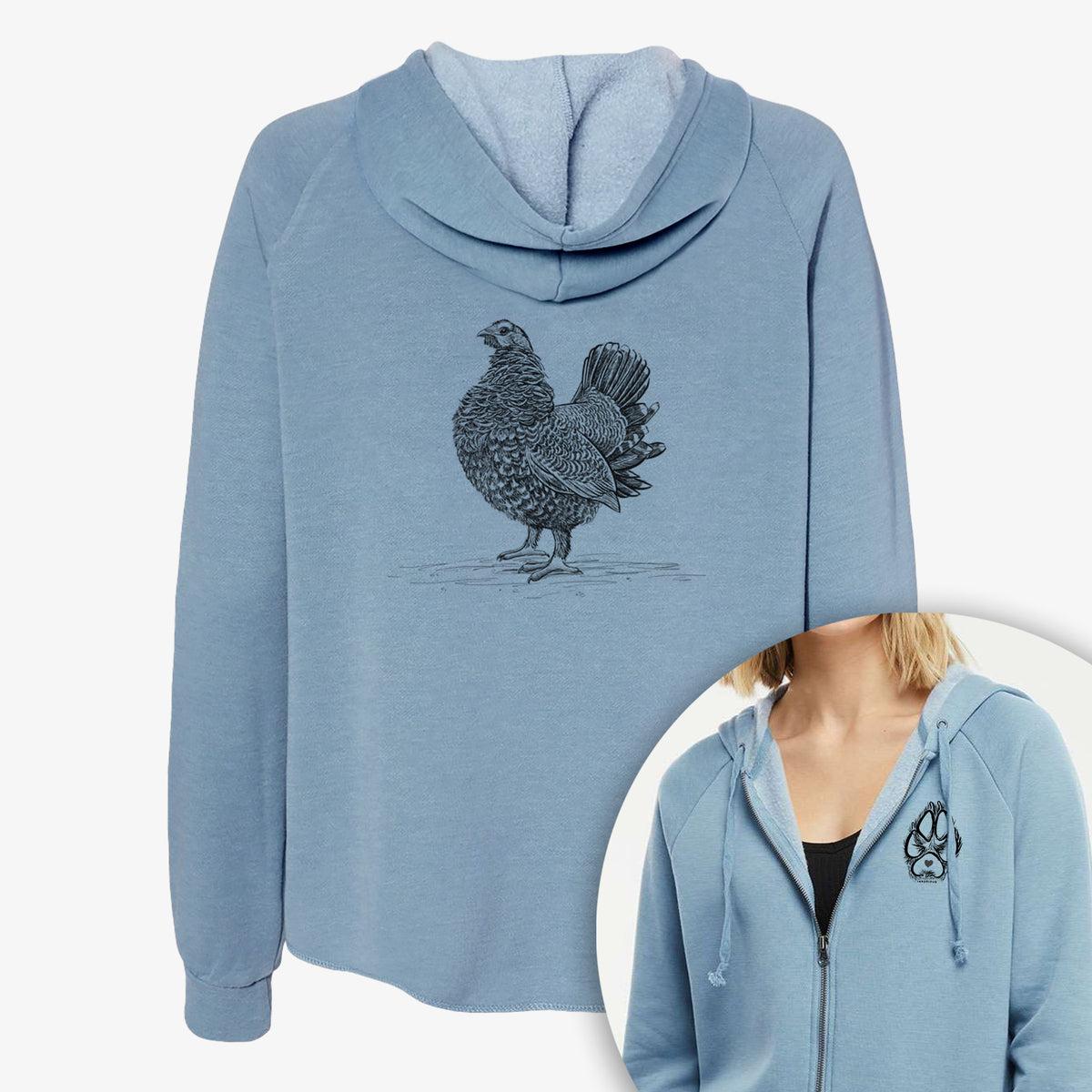 Male Spruce Grouse - Canachites canadensis - Women&#39;s Cali Wave Zip-Up Sweatshirt