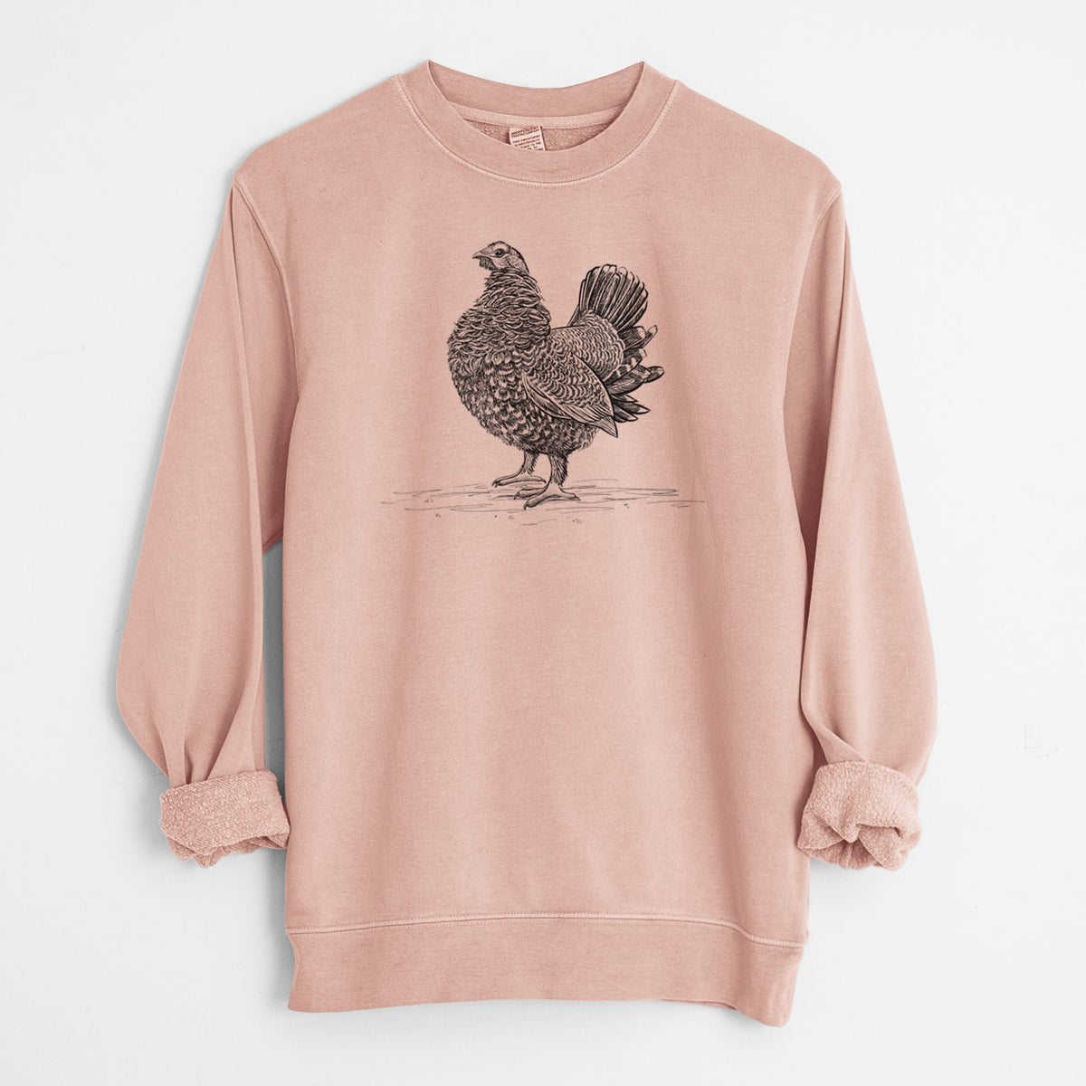 Male Spruce Grouse - Canachites canadensis - Unisex Pigment Dyed Crew Sweatshirt