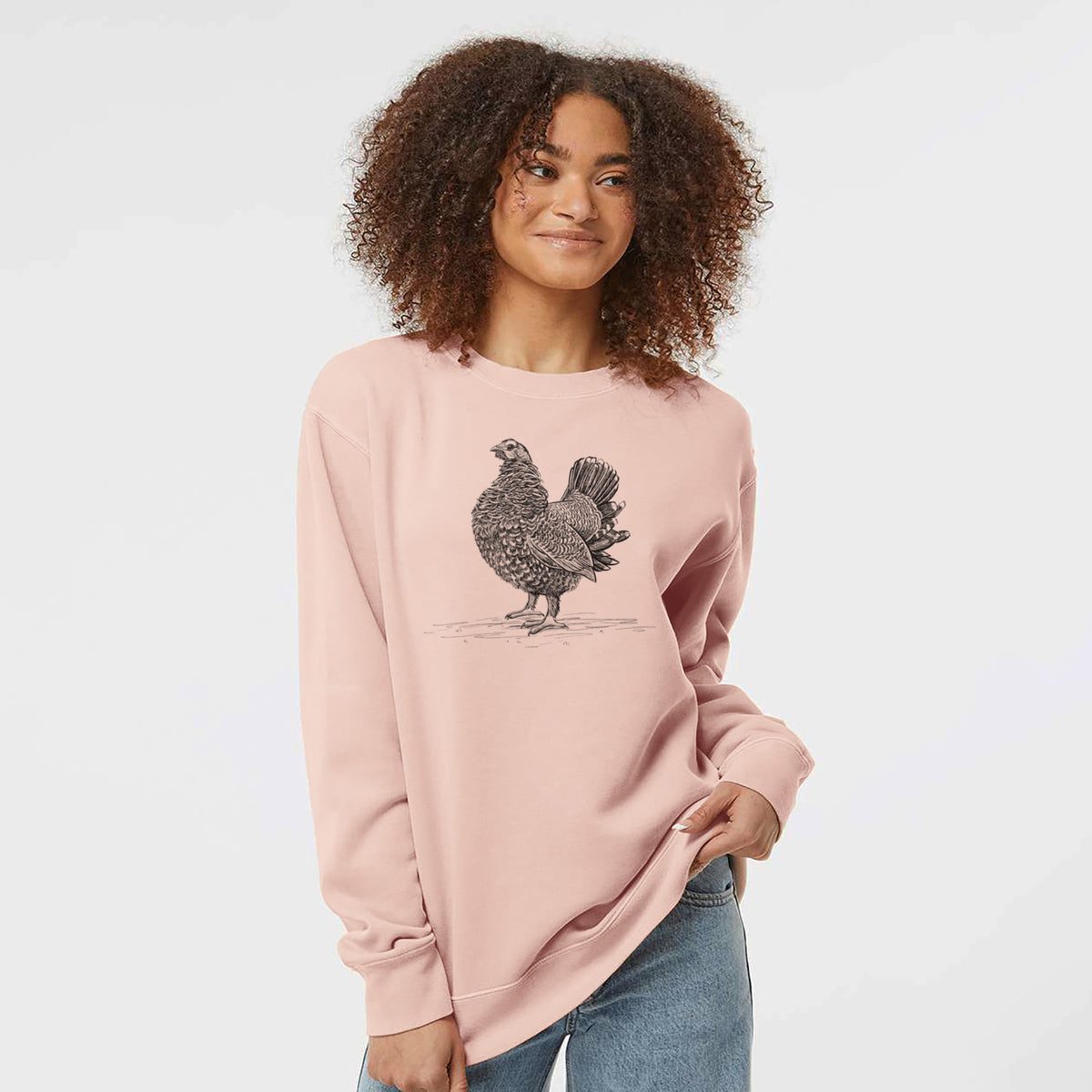 Male Spruce Grouse - Canachites canadensis - Unisex Pigment Dyed Crew Sweatshirt