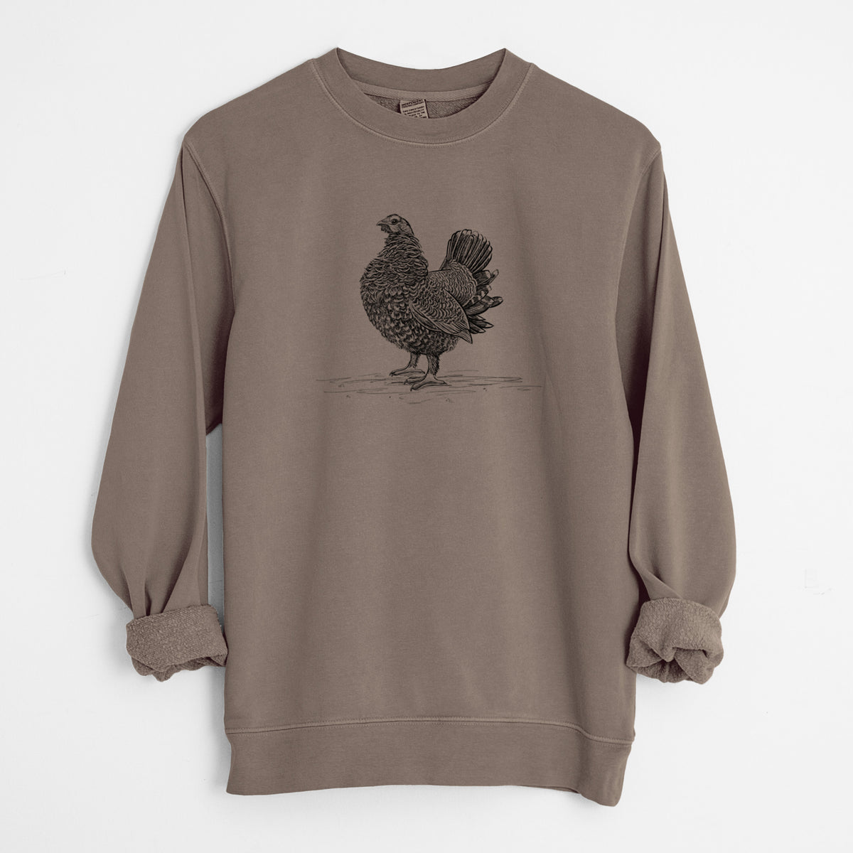 Male Spruce Grouse - Canachites canadensis - Unisex Pigment Dyed Crew Sweatshirt in Espresso Brown Color