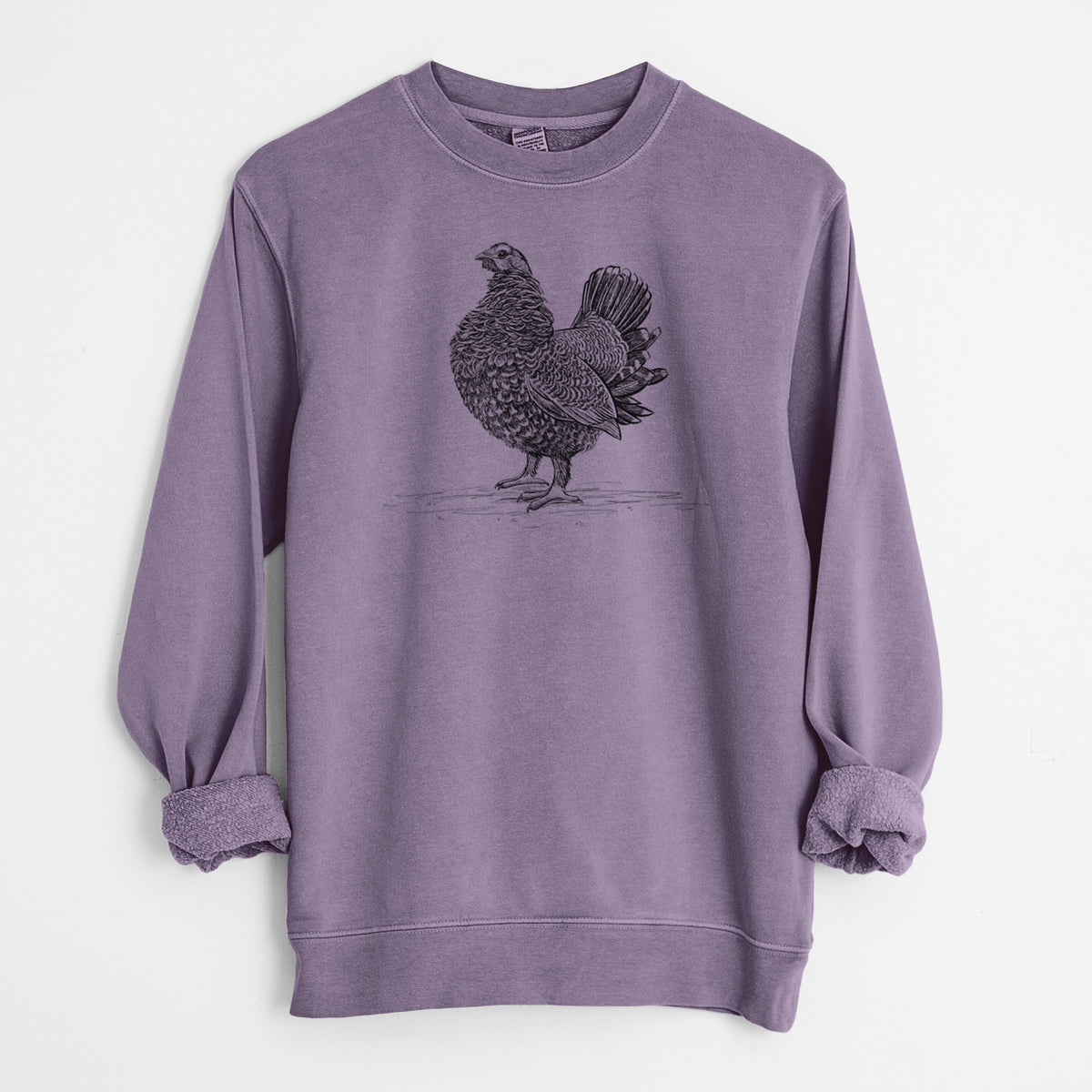 Male Spruce Grouse - Canachites canadensis - Unisex Pigment Dyed Crew Sweatshirt