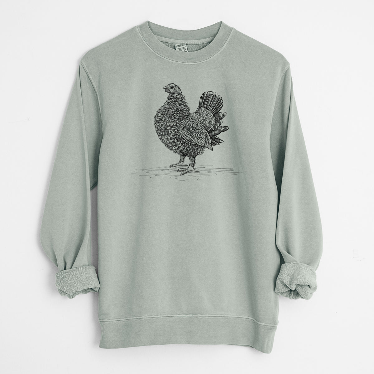 Male Spruce Grouse - Canachites canadensis - Unisex Pigment Dyed Crew Sweatshirt