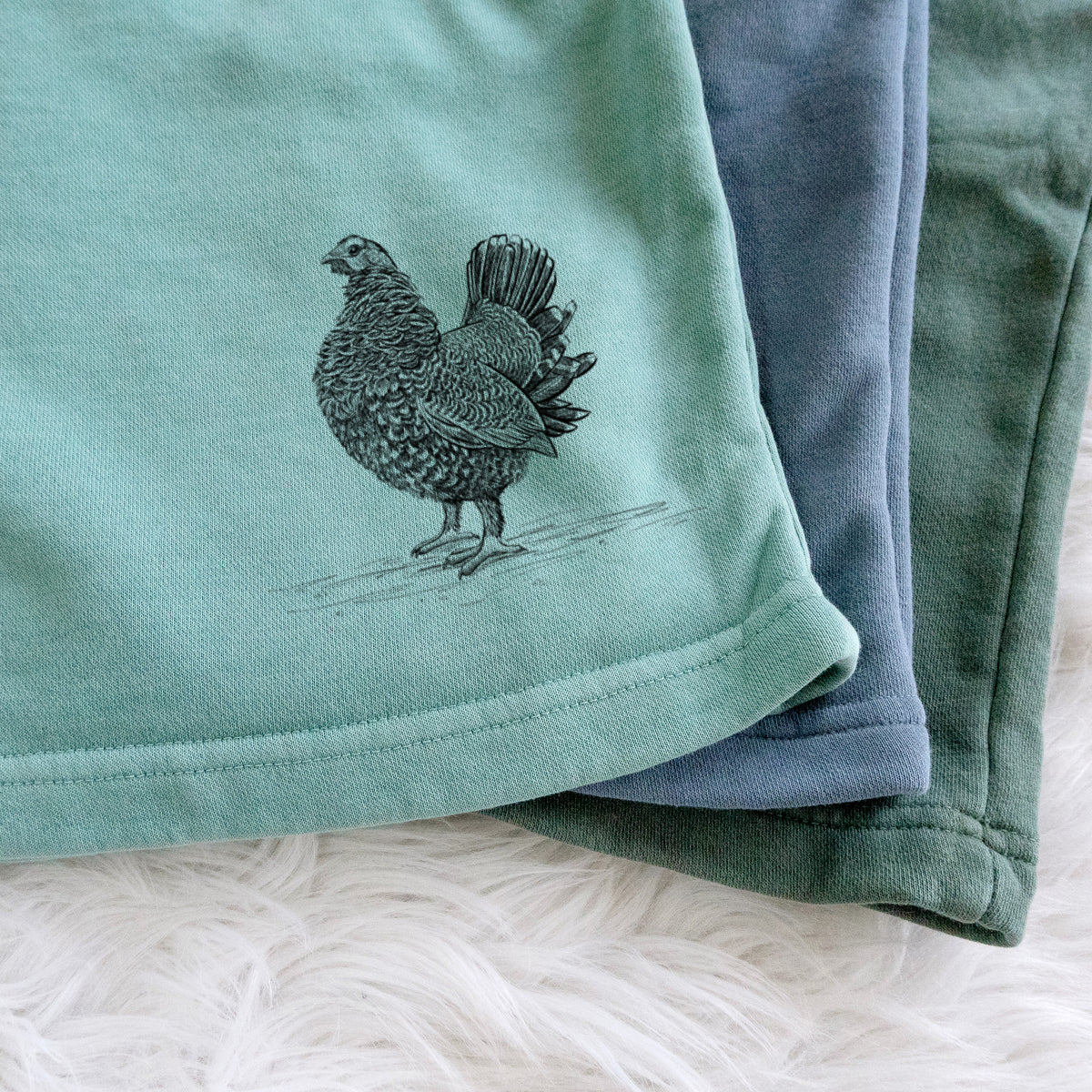 Male Spruce Grouse - Canachites canadensis - Unisex Pigment Dyed Shorts