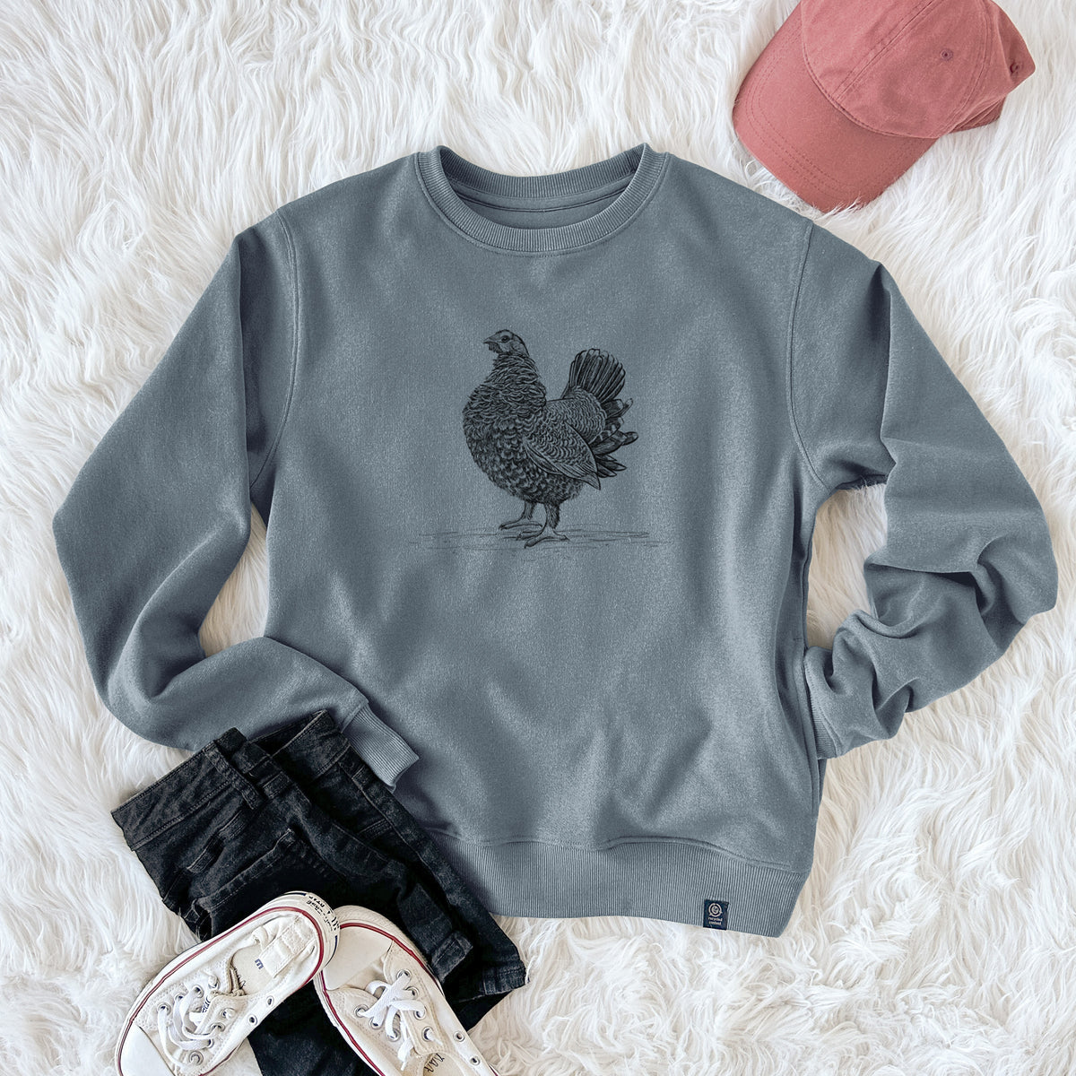 Male Spruce Grouse - Canachites canadensis  - Unisex Reclaimed Crewneck Sweatshirt