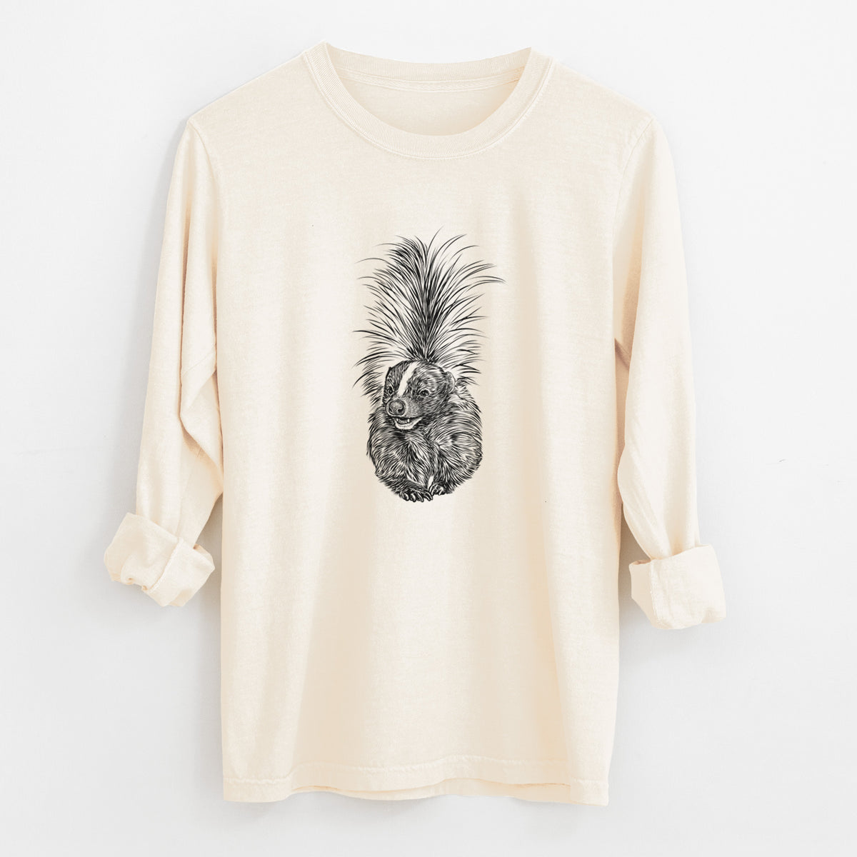 Striped Skunk - Mephitis mephitis - Unisex Comfort Colors 100% Cotton Long Sleeve