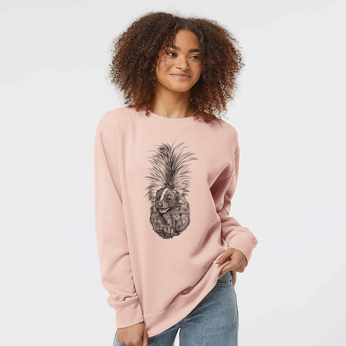 Striped Skunk - Mephitis mephitis - Unisex Pigment Dyed Crew Sweatshirt