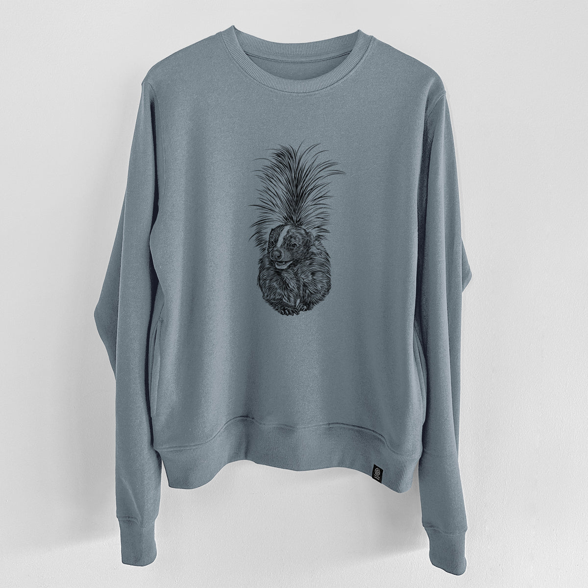 Striped Skunk - Mephitis mephitis  - Unisex Reclaimed Crewneck Sweatshirt