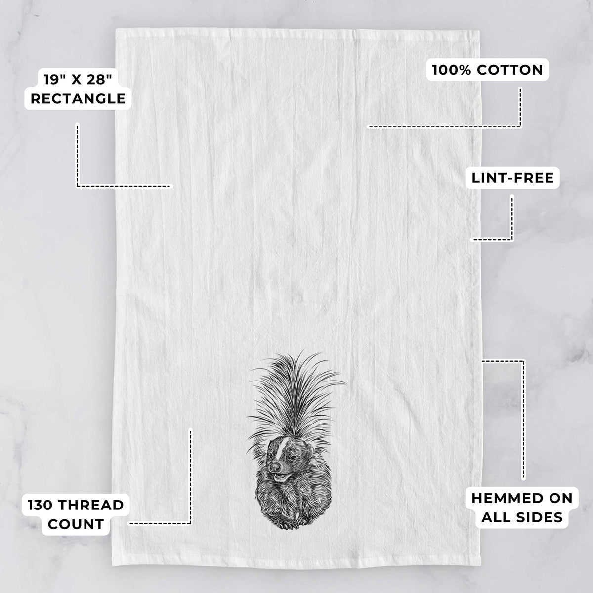 Striped Skunk - Mephitis mephitis Tea Towel