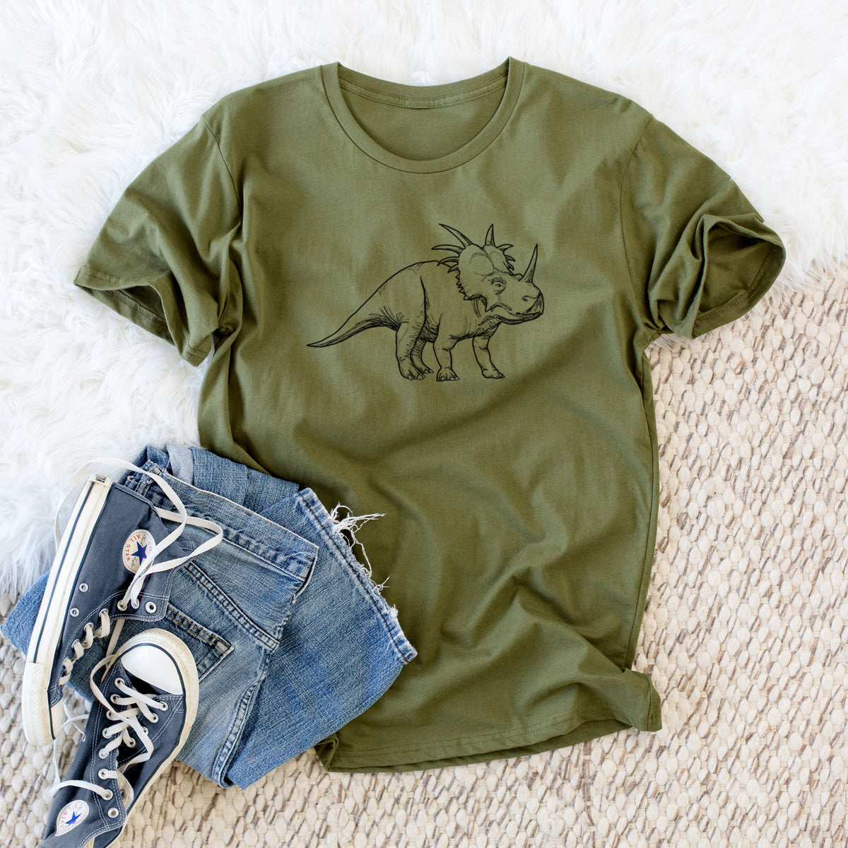 CLOSEOUT - Styracosaurus Albertensis - Unisex Crewneck - Made in USA - 100% Organic Cotton