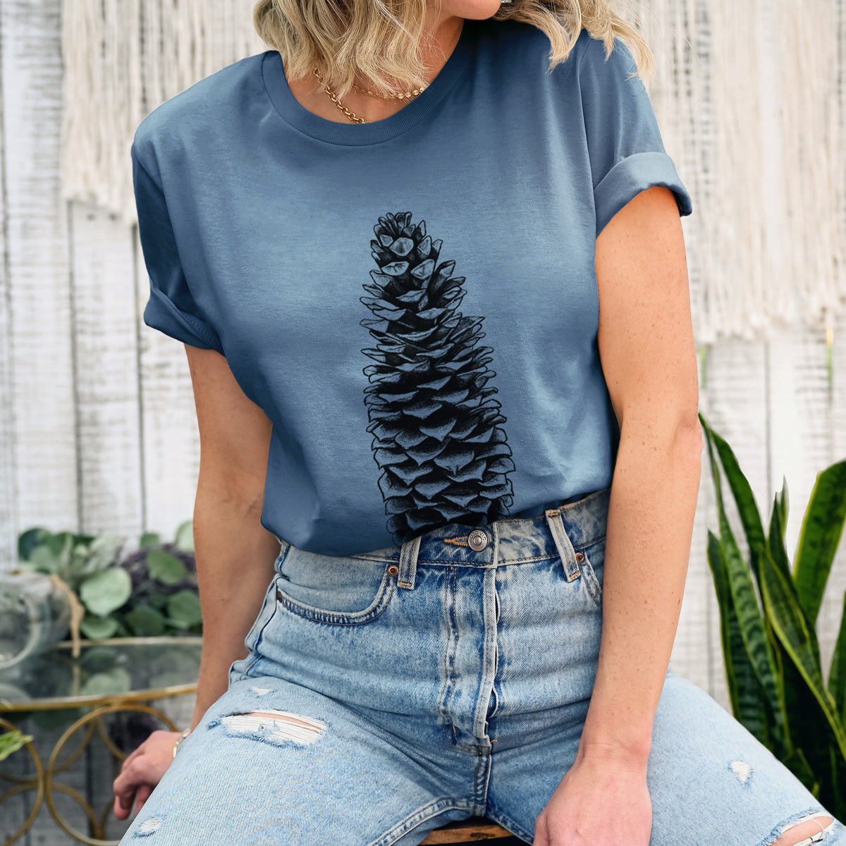 Sugar Pine Cone - Pinus lambertiana - Lightweight 100% Cotton Unisex Crewneck