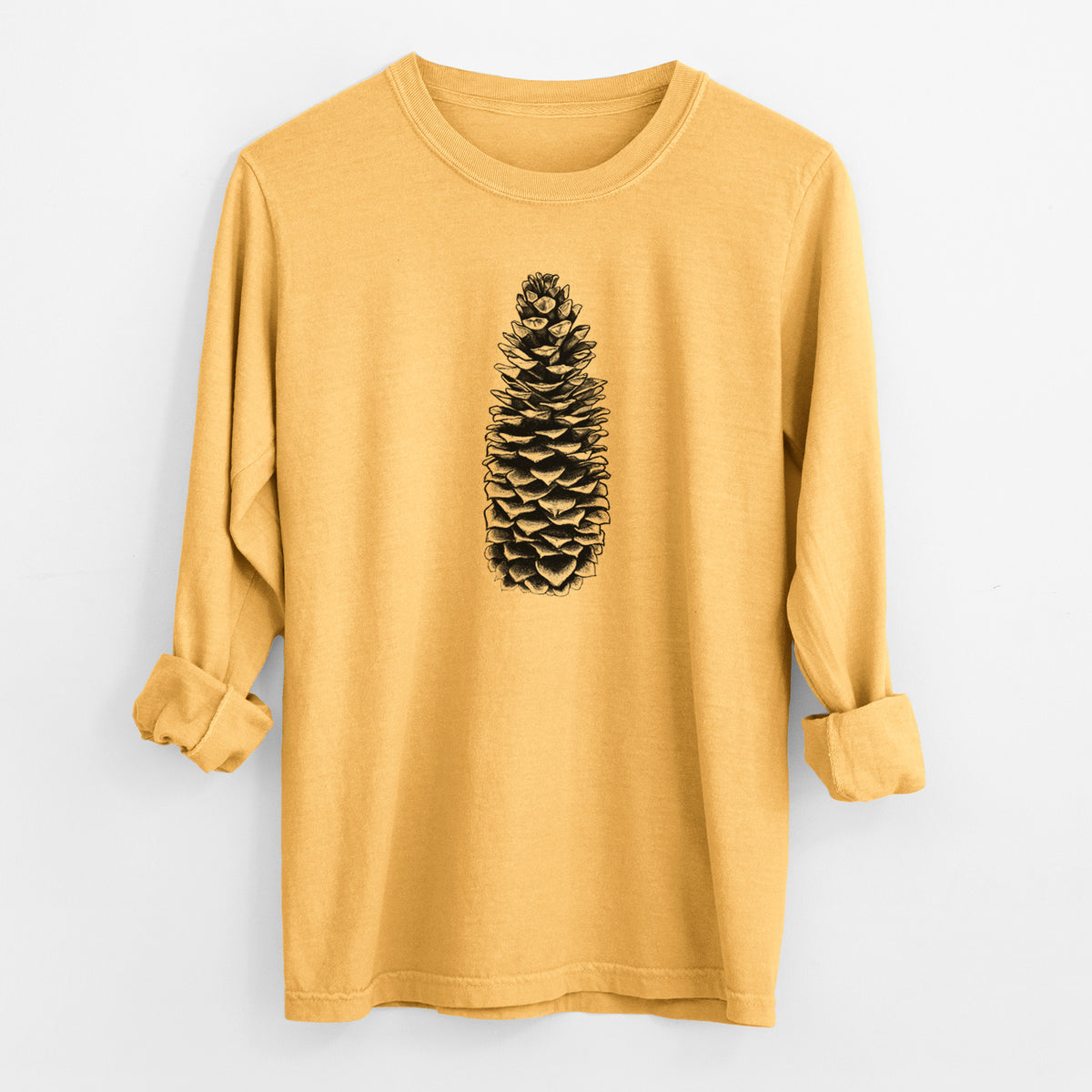 Sugar Pine Cone - Pinus lambertiana - Men&#39;s Heavyweight 100% Cotton Long Sleeve