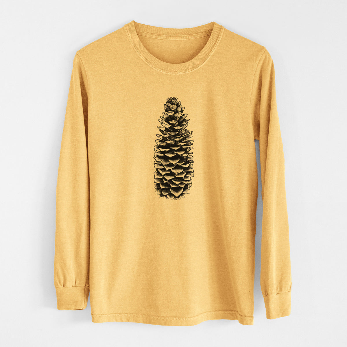 Sugar Pine Cone - Pinus lambertiana - Men&#39;s Heavyweight 100% Cotton Long Sleeve