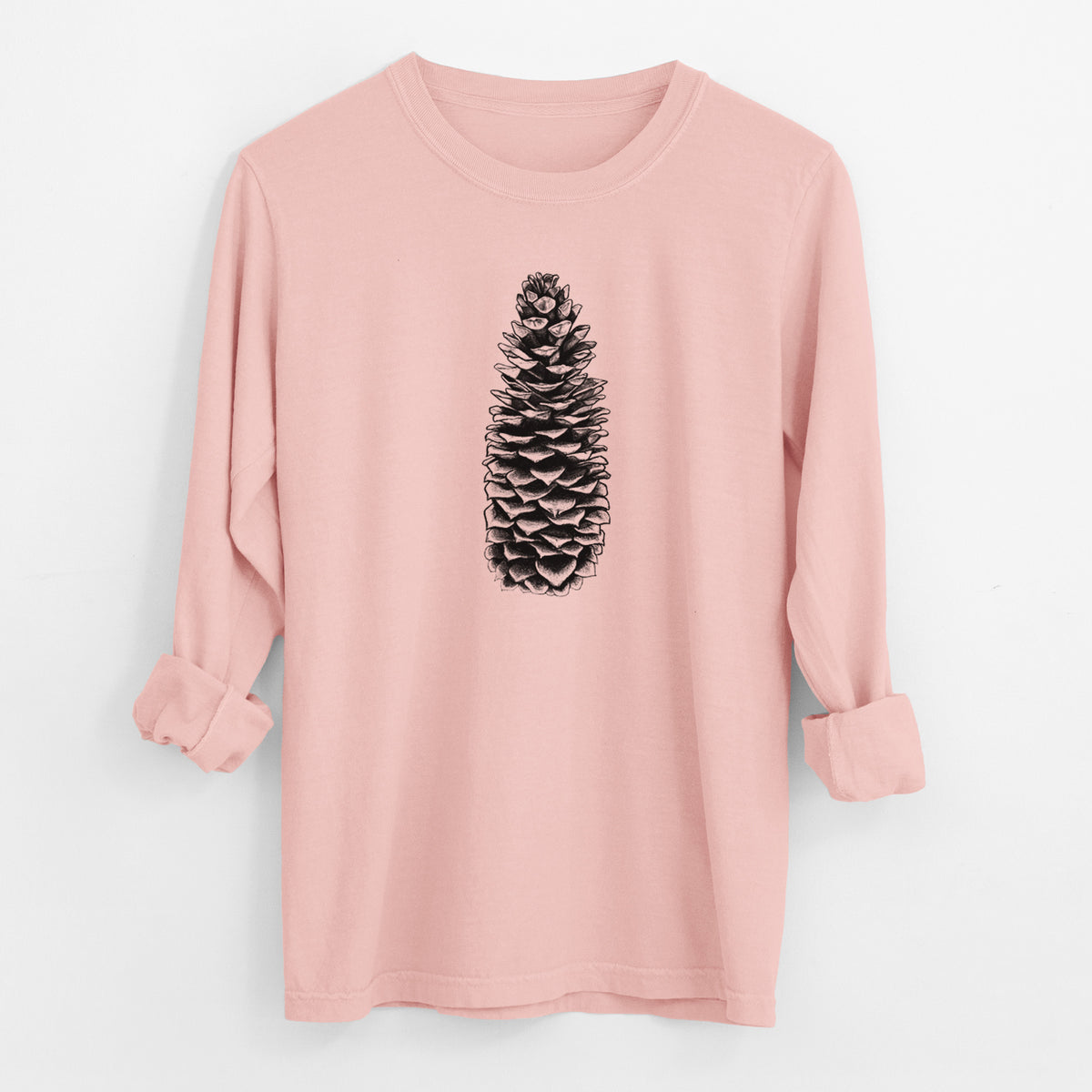 Sugar Pine Cone - Pinus lambertiana - Men&#39;s Heavyweight 100% Cotton Long Sleeve