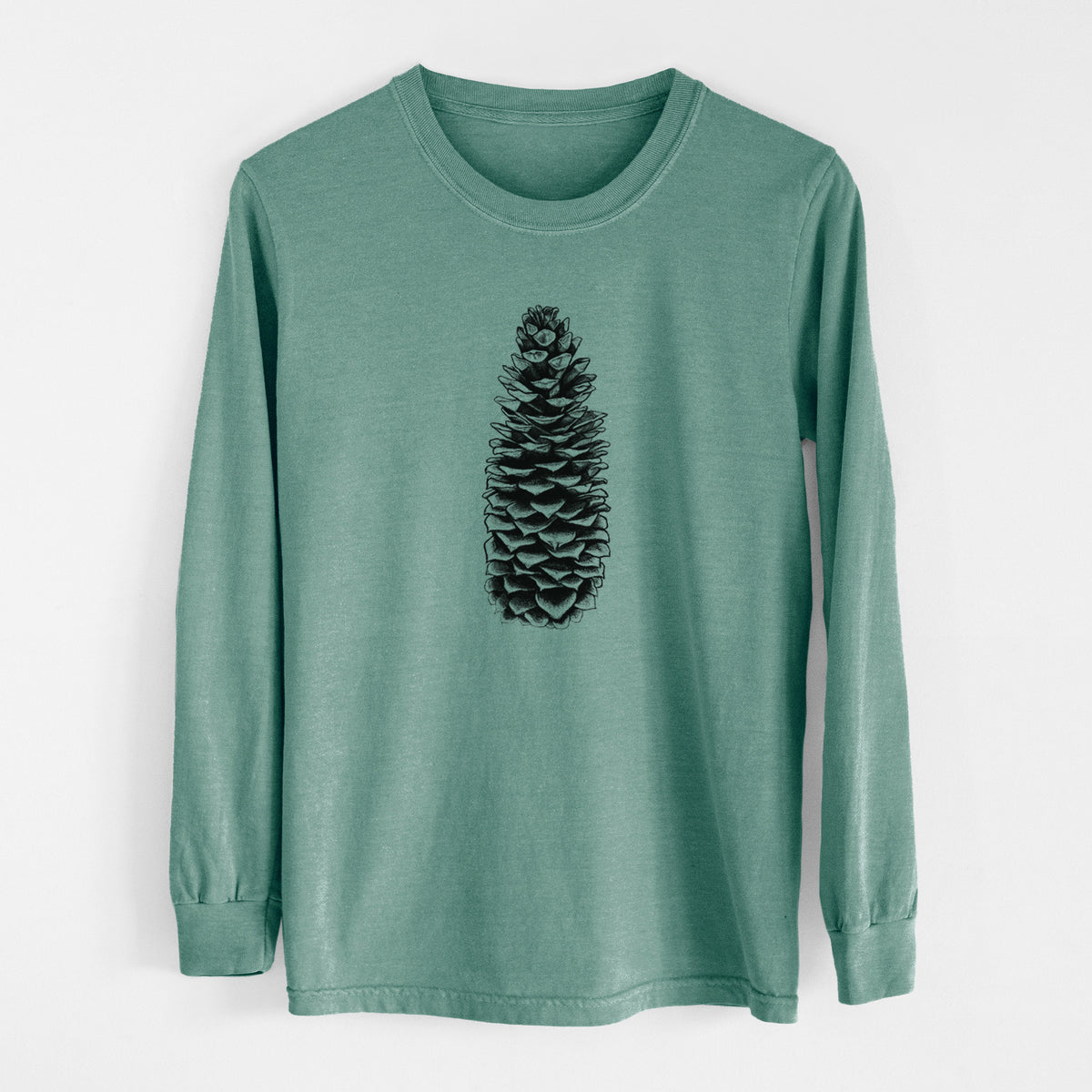 Sugar Pine Cone - Pinus lambertiana - Men&#39;s Heavyweight 100% Cotton Long Sleeve