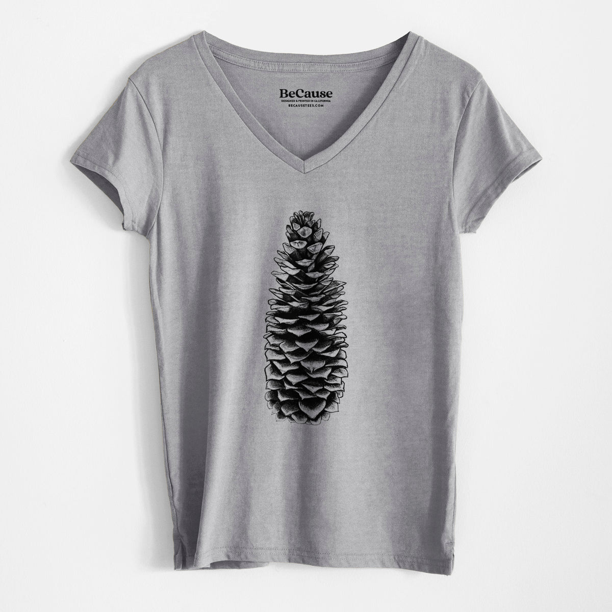 Sugar Pine Cone - Pinus lambertiana - Women&#39;s 100% Recycled V-neck