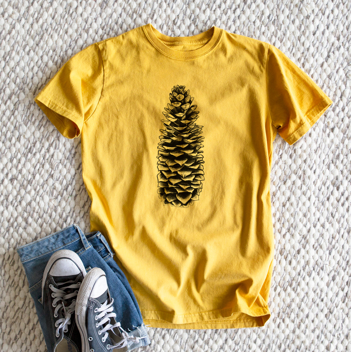 Sugar Pine Cone - Pinus lambertiana - Heavyweight Men&#39;s 100% Organic Cotton Tee