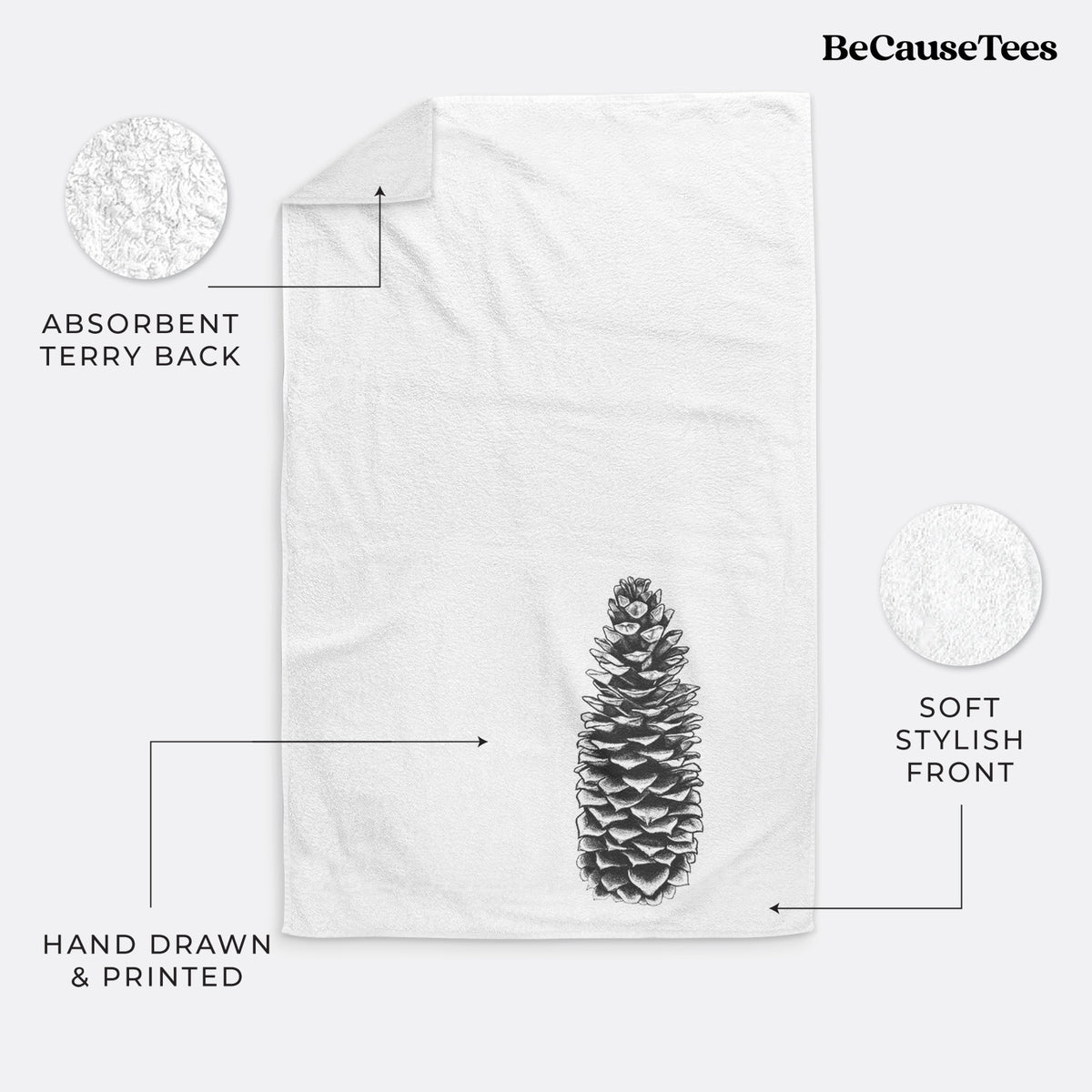 Sugar Pine Cone - Pinus lambertiana Premium Decorative Hand Towel