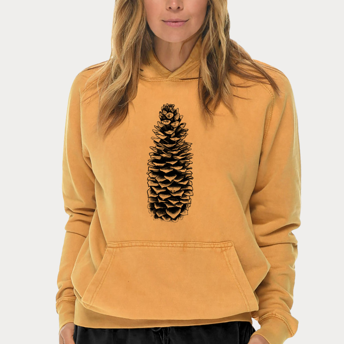 Sugar Pine Cone - Pinus lambertiana  - Mid-Weight Unisex Vintage 100% Cotton Hoodie