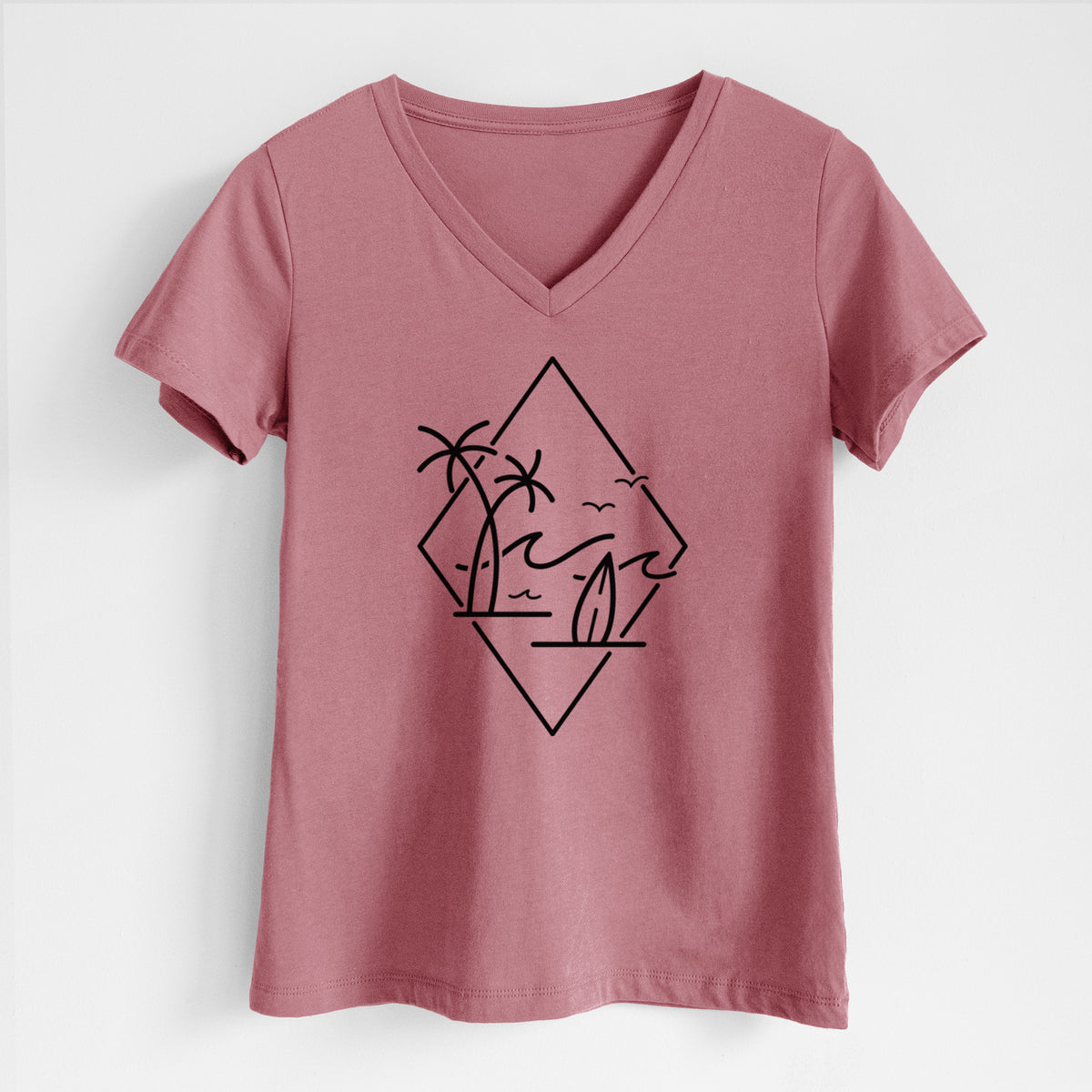Summer Surf Diamond - Women&#39;s Lightweight Relaxed Fit 100% Cotton V-neck
